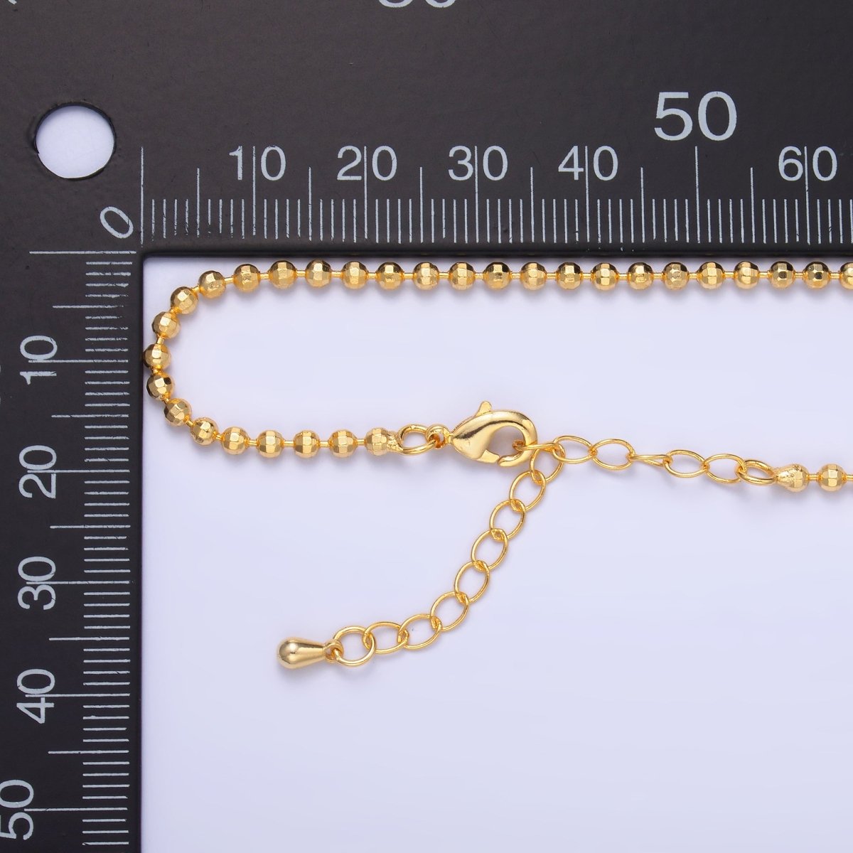 24K Gold Filled 2.5mm Bead Ball 17.5 Inch Chain Necklace | WA - 3239 - DLUXCA