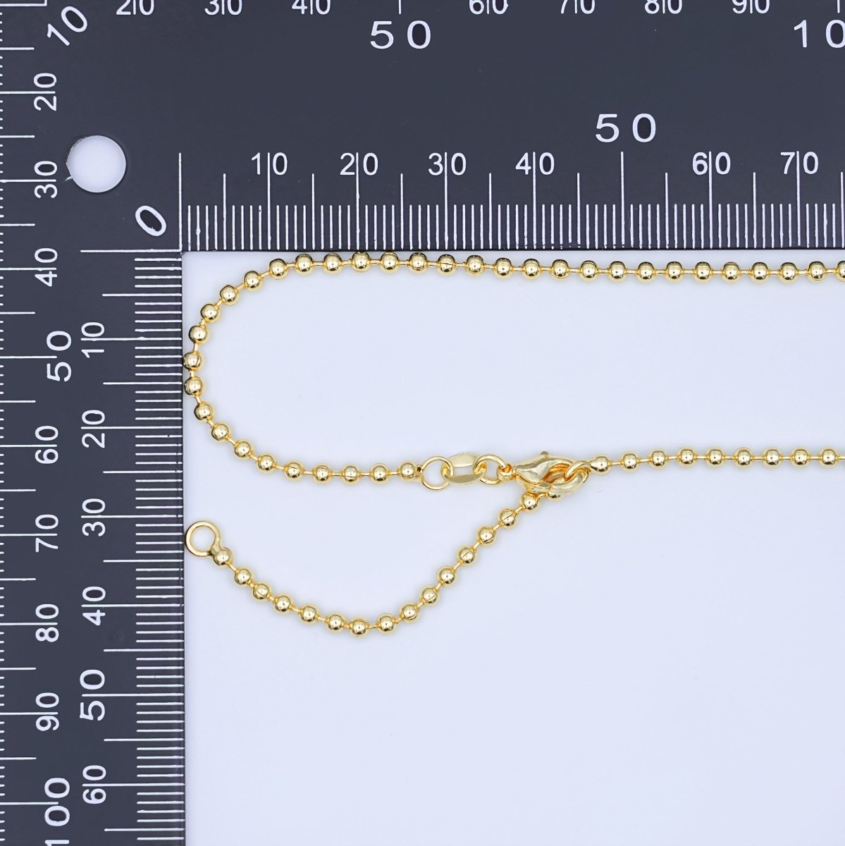 24K Gold Filled 2.5mm Bead Ball 22.5 Inch Chain Necklace | WA - 3175 - DLUXCA