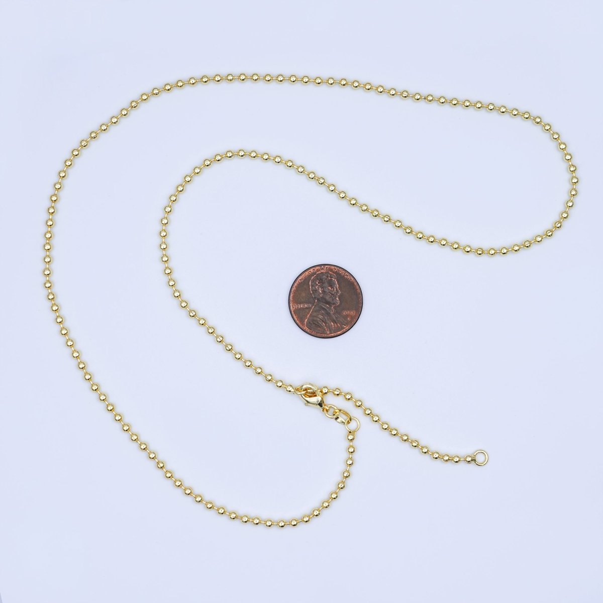 24K Gold Filled 2.5mm Bead Ball 22.5 Inch Chain Necklace | WA - 3175 - DLUXCA