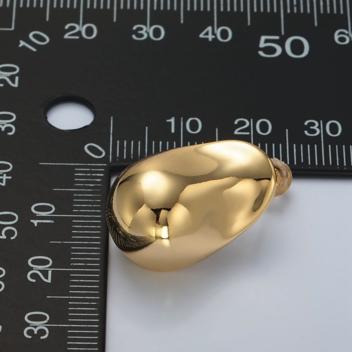 24K Gold Filled 25mm Hammered Dome J-Shaped Hoop Earrings in Gold & Silver | V071 V072