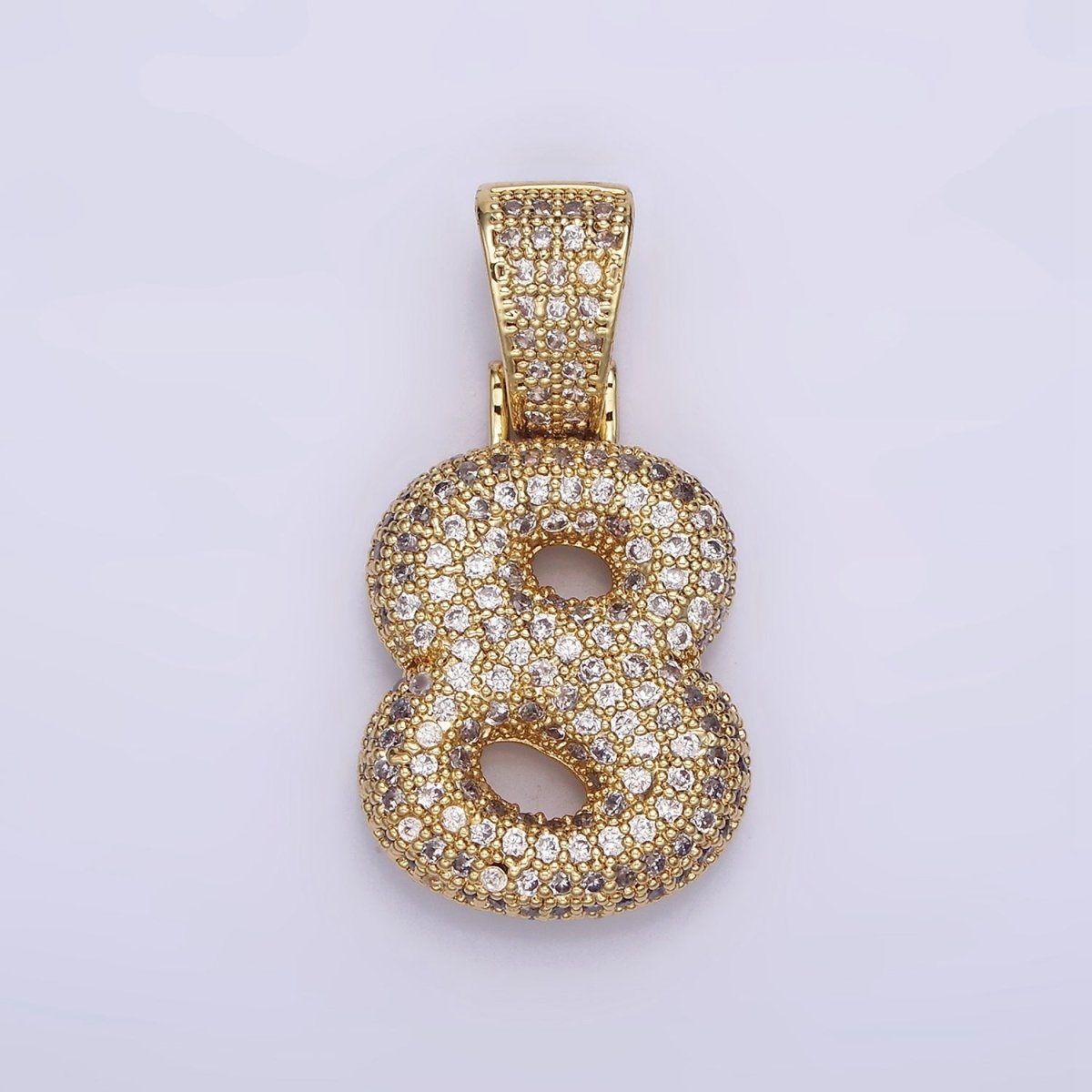 24K Gold Filled 25mm Number 0-9 ballon Clear Micro Paved CZ Pendant | AA695 - AA704