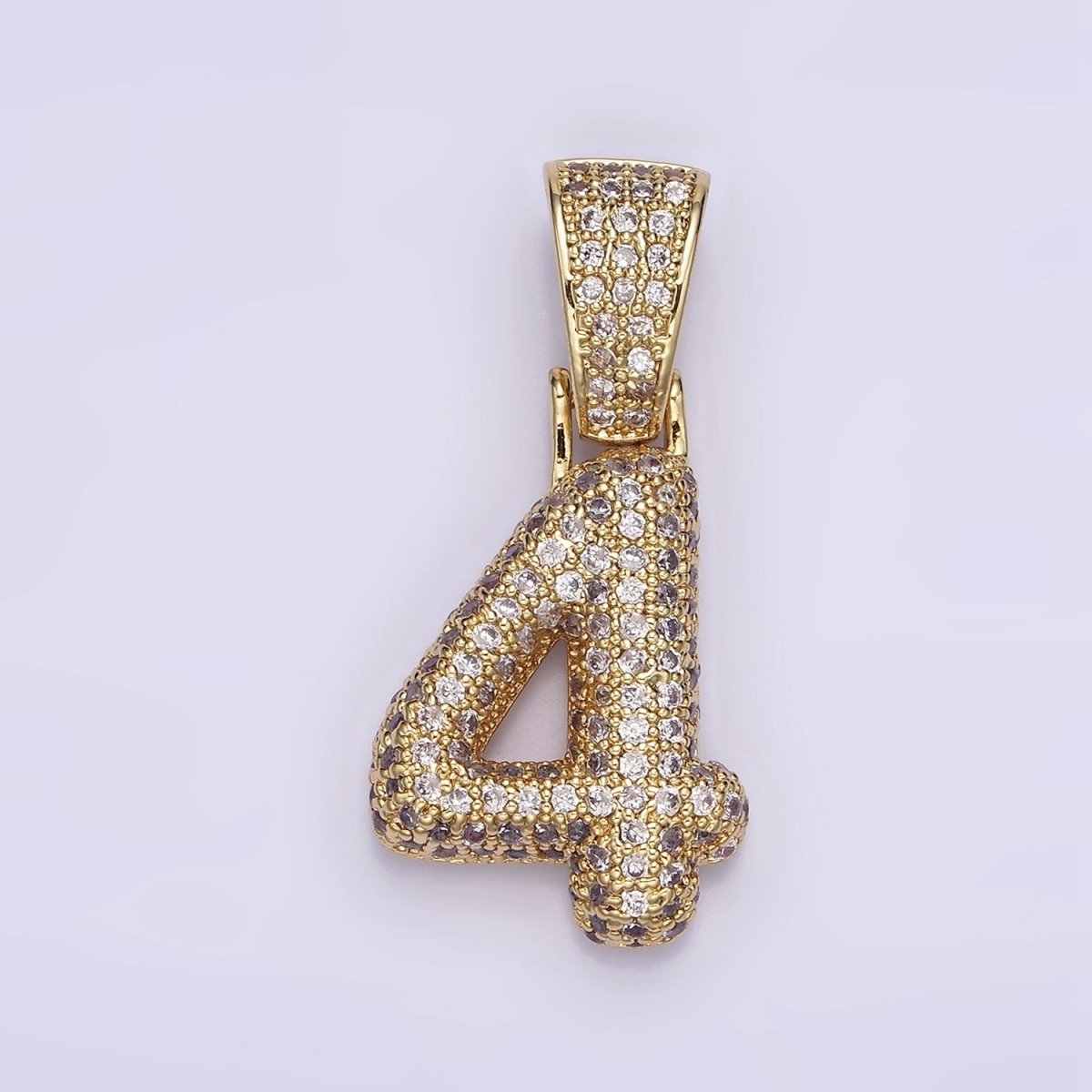 24K Gold Filled 25mm Number 0-9 ballon Clear Micro Paved CZ Pendant | AA695 - AA704