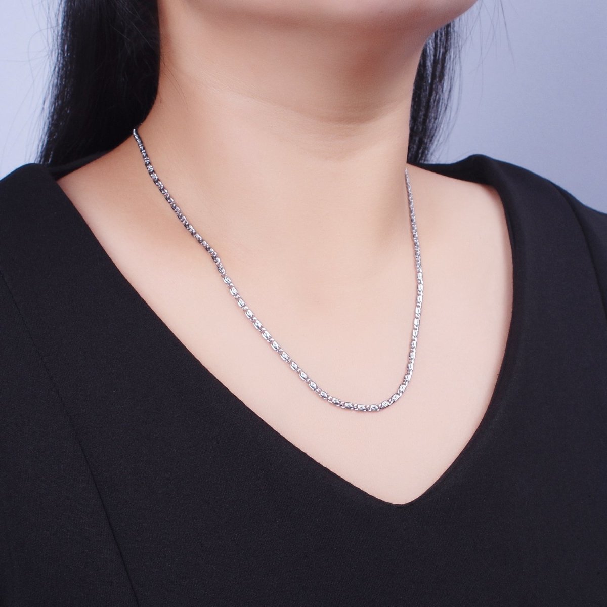 24K Gold Filled 2.5mm Snail Scroll Chain 17.5, 18.5, 19 Inches Necklace in Gold & Silver | WA-1265 - WA-1270 Clearance Pricing - DLUXCA