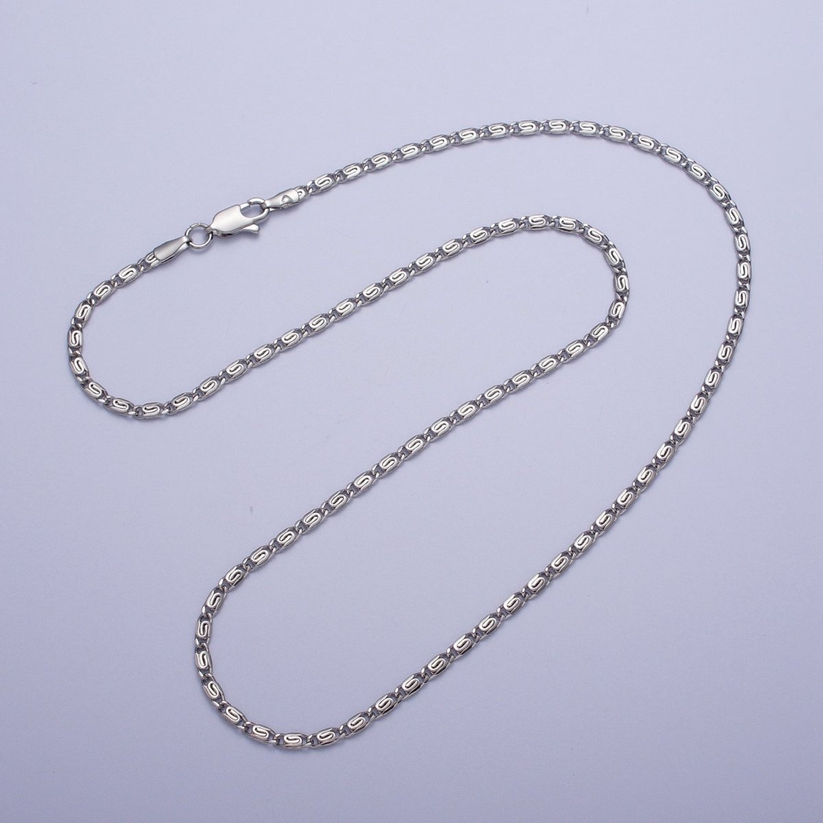 24K Gold Filled 2.5mm Snail Scroll Chain 17.5, 18.5, 19 Inches Necklace in Gold & Silver | WA-1265 - WA-1270 Clearance Pricing - DLUXCA