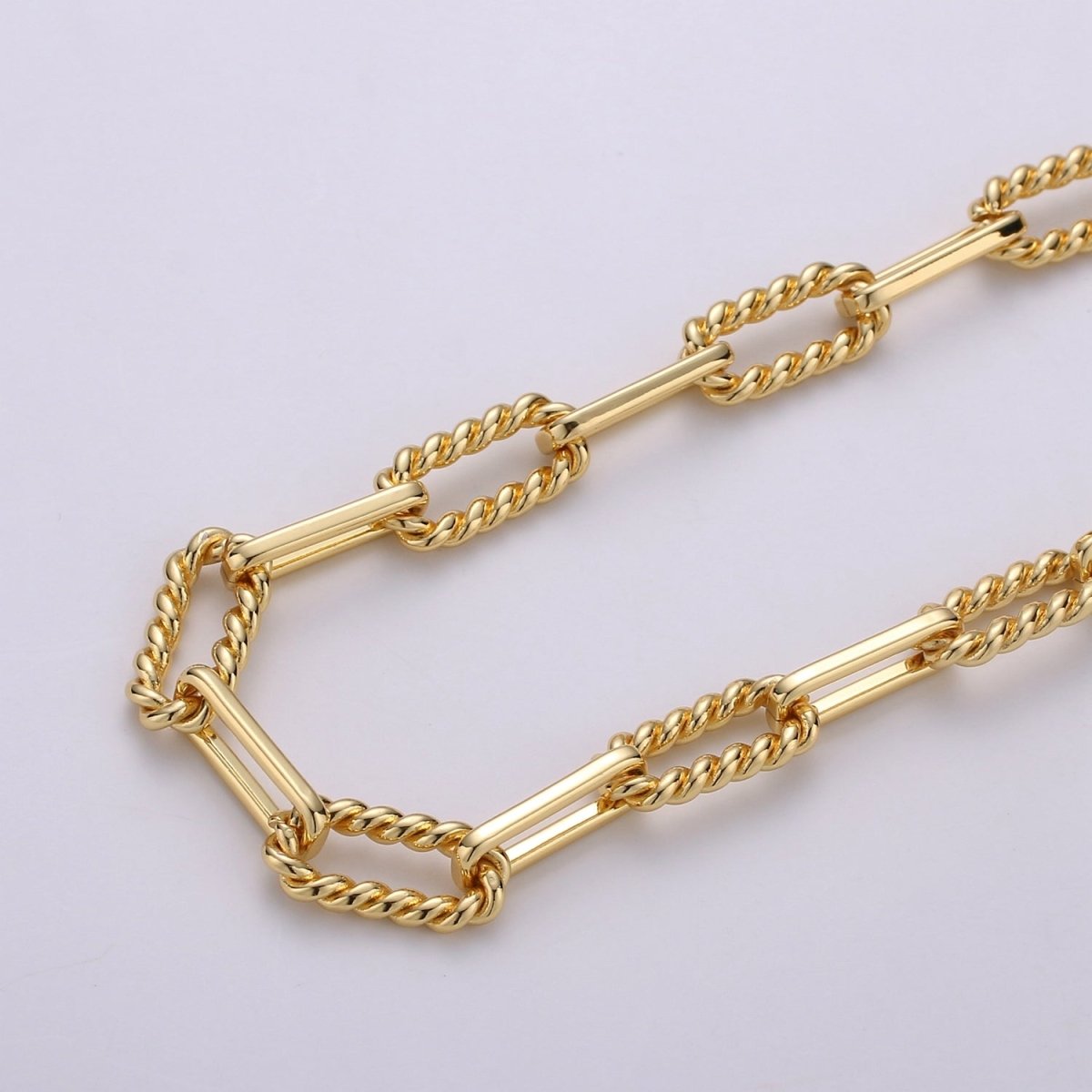 24K Gold Filled 2.5mm Thickness Twisted UNIQUE PAPER CLIP Chain By Yard, Gold Filled Rolo Cable Chain Thickness 2mm | ROLL-279, ROLL-280 Clearance Pricing