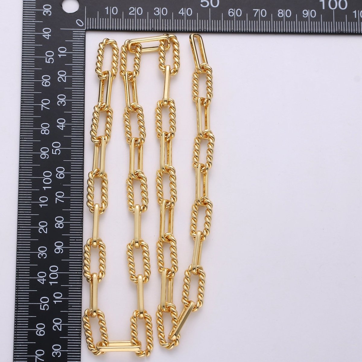 24K Gold Filled 2.5mm Thickness Twisted UNIQUE PAPER CLIP Chain By Yard, Gold Filled Rolo Cable Chain Thickness 2mm | ROLL-279, ROLL-280 Clearance Pricing