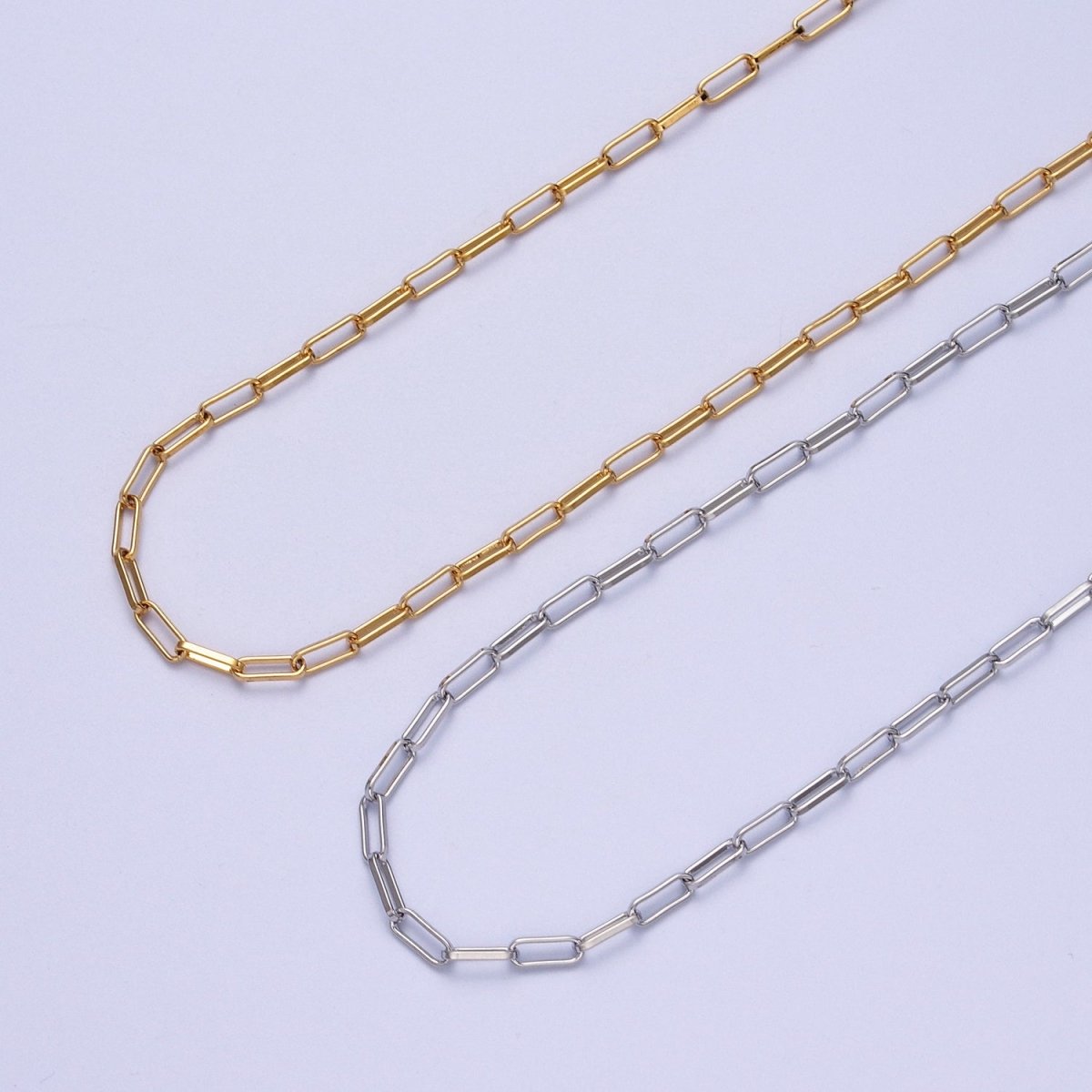 24K Gold Filled 2.5mm Unfinished PaperClip Chain in Gold & Silver | ROLL-998 ROLL-999