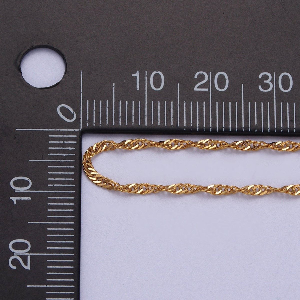 24K Gold Filled 2.5mm Width Singapore Twist Unfinished Chain in Gold & Silver | ROLL-901, ROLL-902 Clearance Pricing