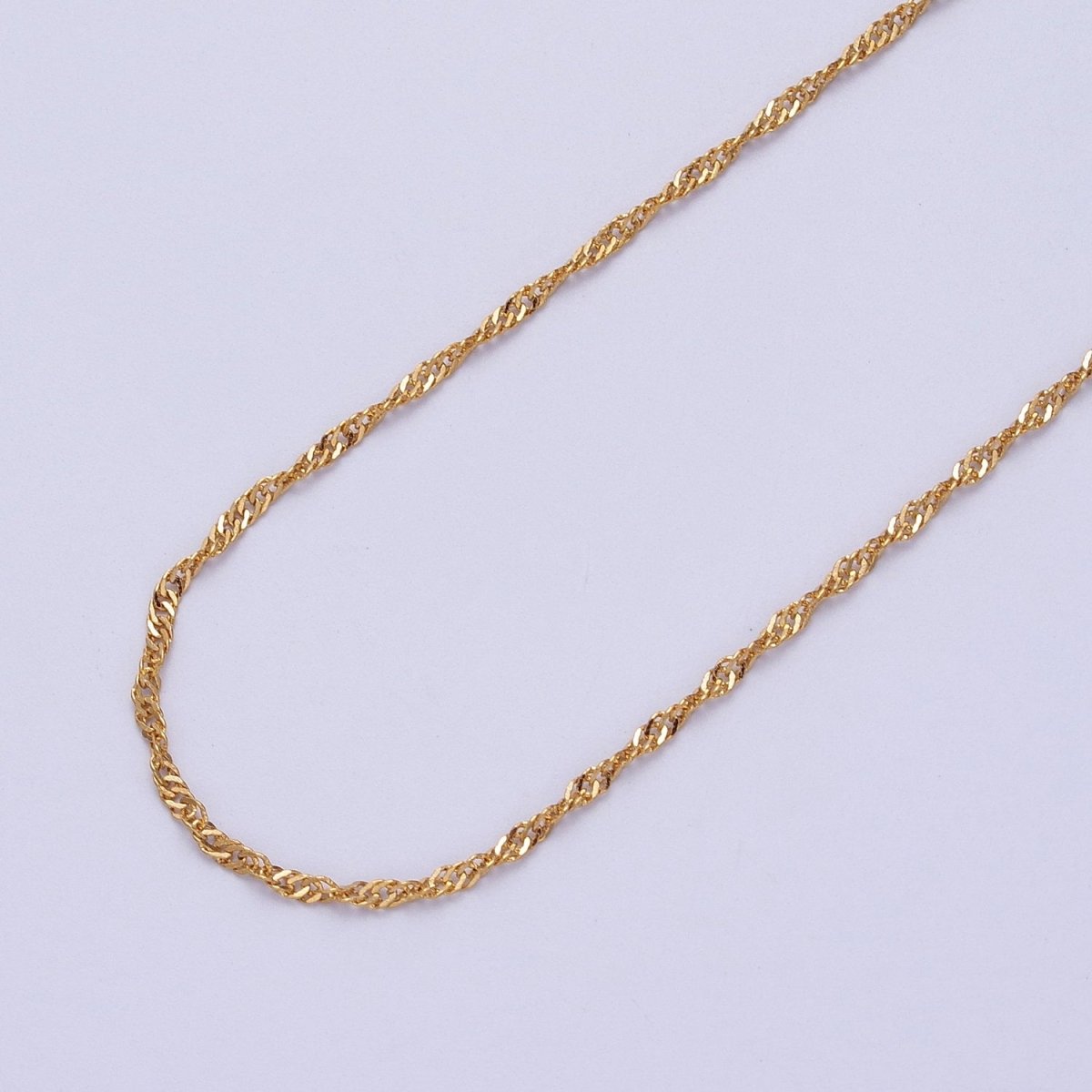 24K Gold Filled 2.5mm Width Singapore Twist Unfinished Chain in Gold & Silver | ROLL-901, ROLL-902 Clearance Pricing