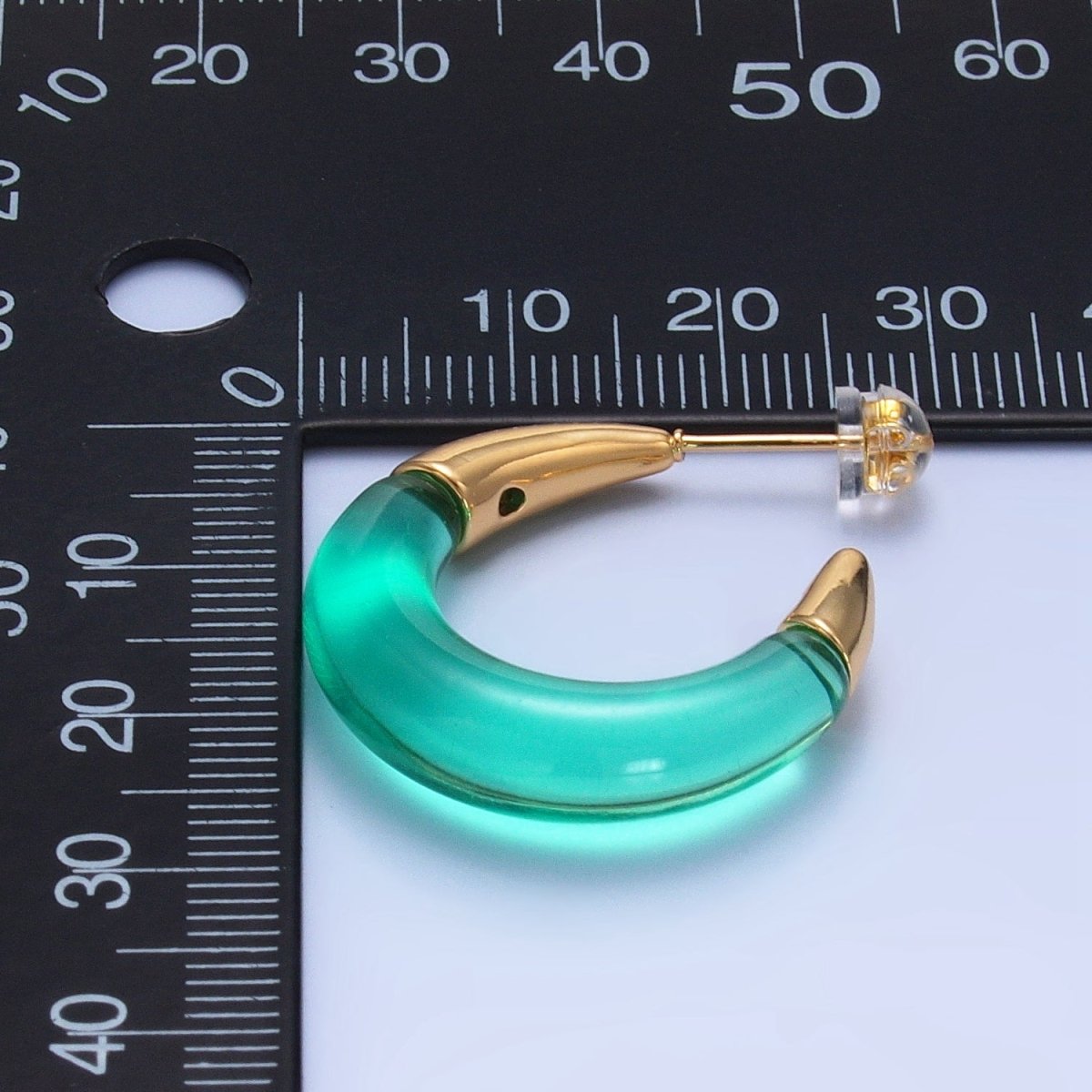 24K Gold Filled 26mm Resin Gold Edged C-Shaped Hoop Earrings | P184 - P210