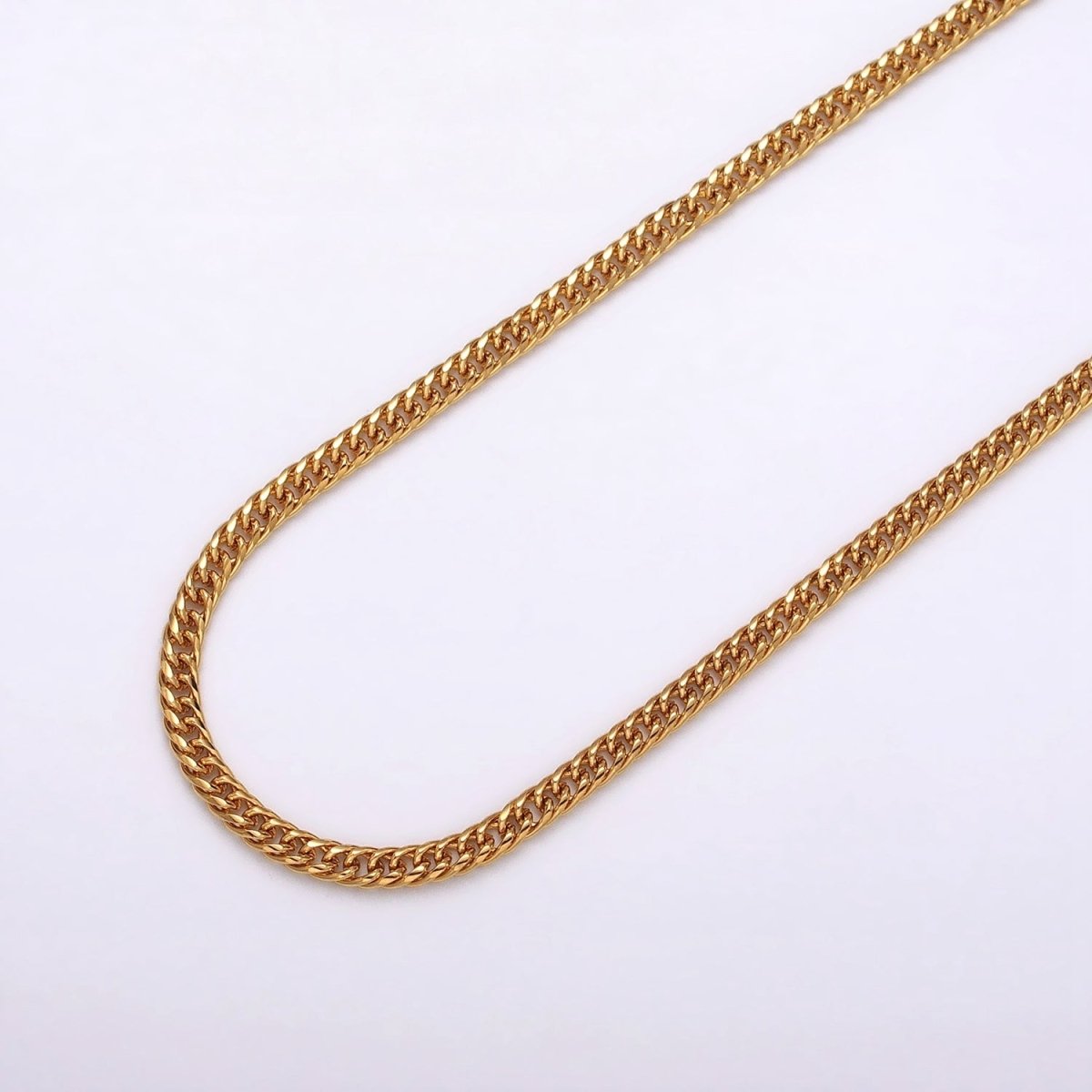 24k Gold Filled 2.6mm Curb Chain Cable Link Unfinished Yard Chain in Gold & Silver | ROLL-1281 ROLL-1282 Clearance Pricing