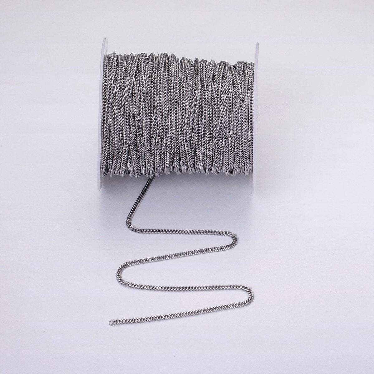 24k Gold Filled 2.6mm Curb Chain Cable Link Unfinished Yard Chain in Gold & Silver | ROLL-1281 ROLL-1282 Clearance Pricing