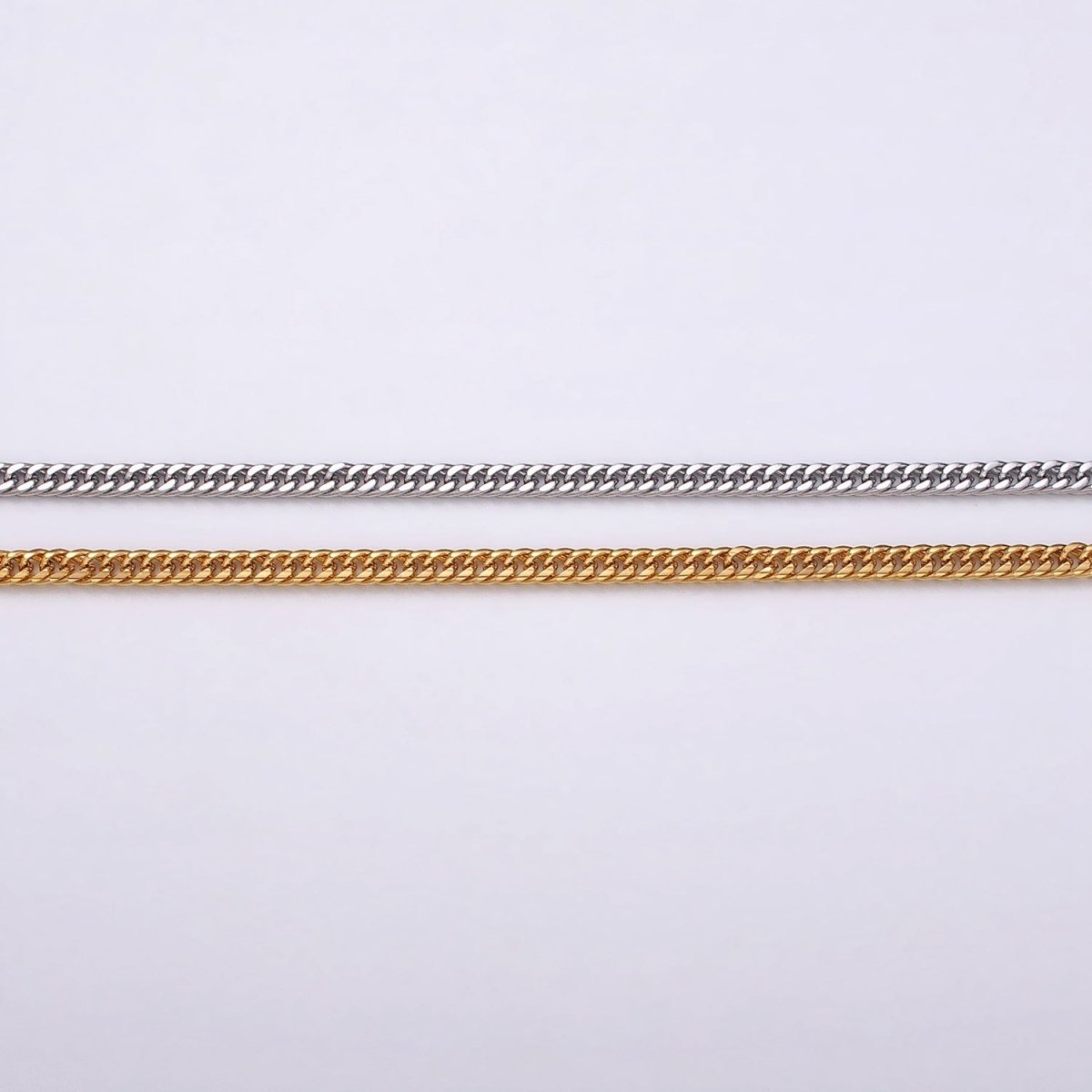 24k Gold Filled 2.6mm Curb Chain Cable Link Unfinished Yard Chain in Gold & Silver | ROLL-1281 ROLL-1282 Clearance Pricing