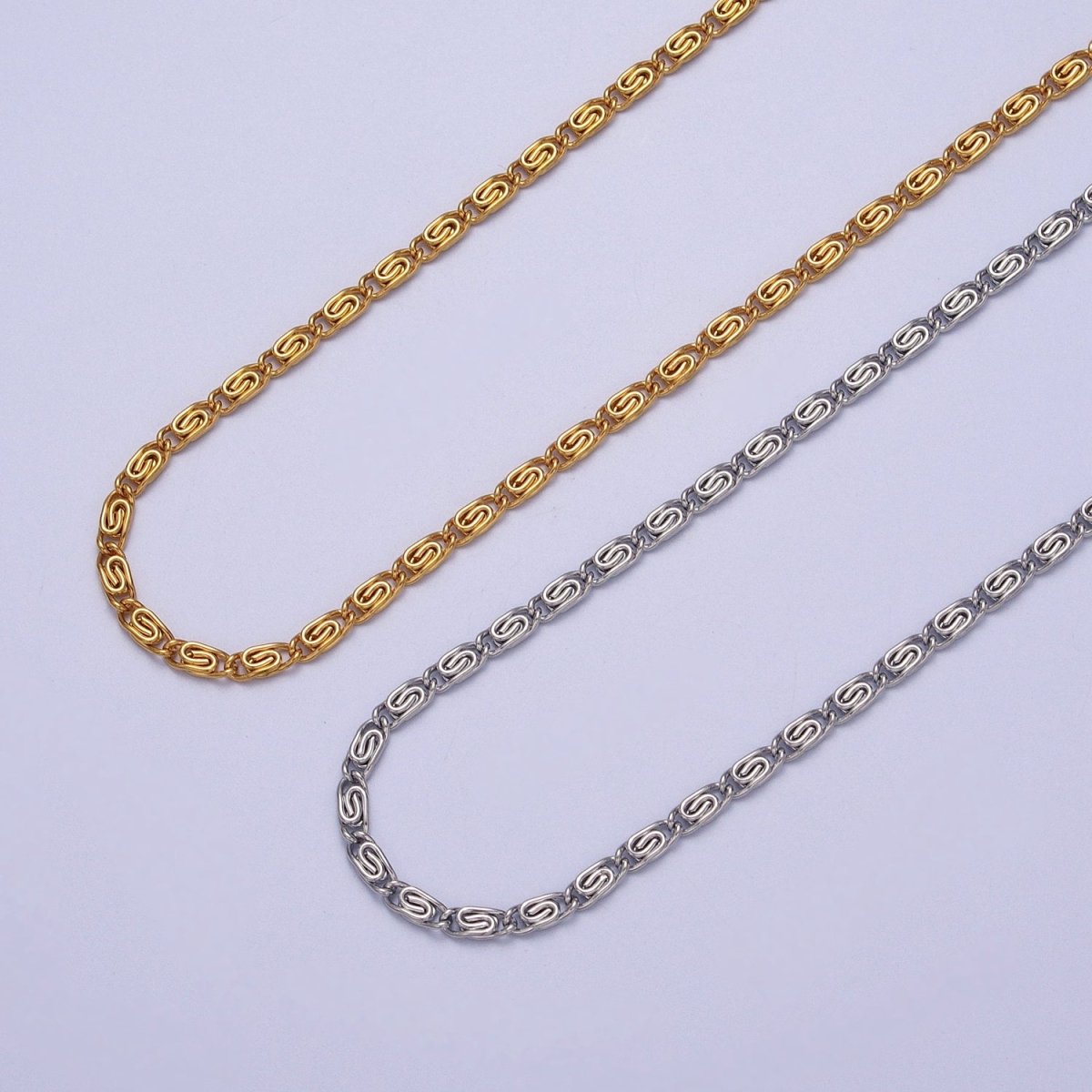 24k Gold Filled 2.6mm Gold & Silver Scroll Chain in 16, 18, 20 Inch Length Necklace | WA-1482 to WA-1489 Clearance Pricing
