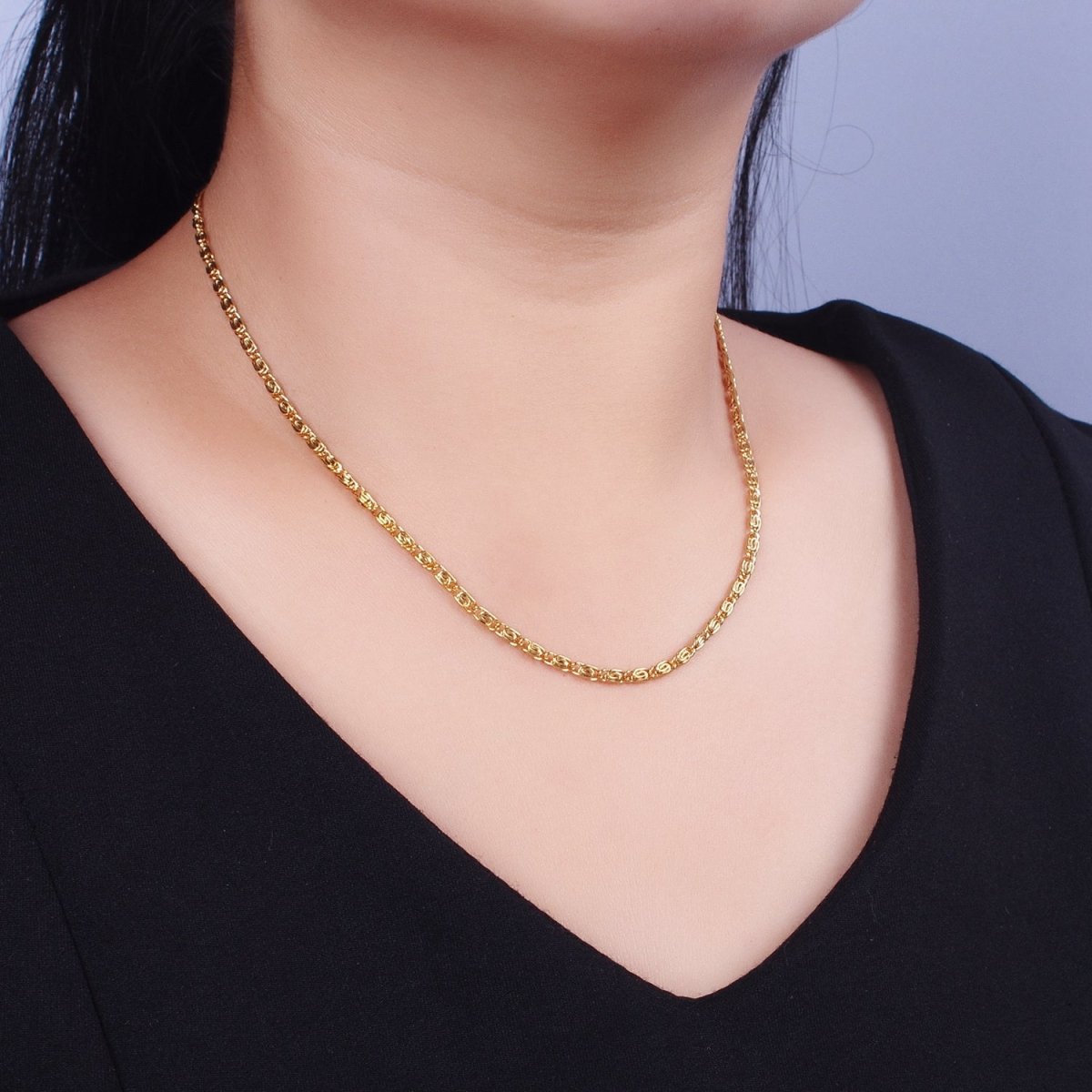 24k Gold Filled 2.6mm Gold & Silver Scroll Chain in 16, 18, 20 Inch Length Necklace | WA-1482 to WA-1489 Clearance Pricing