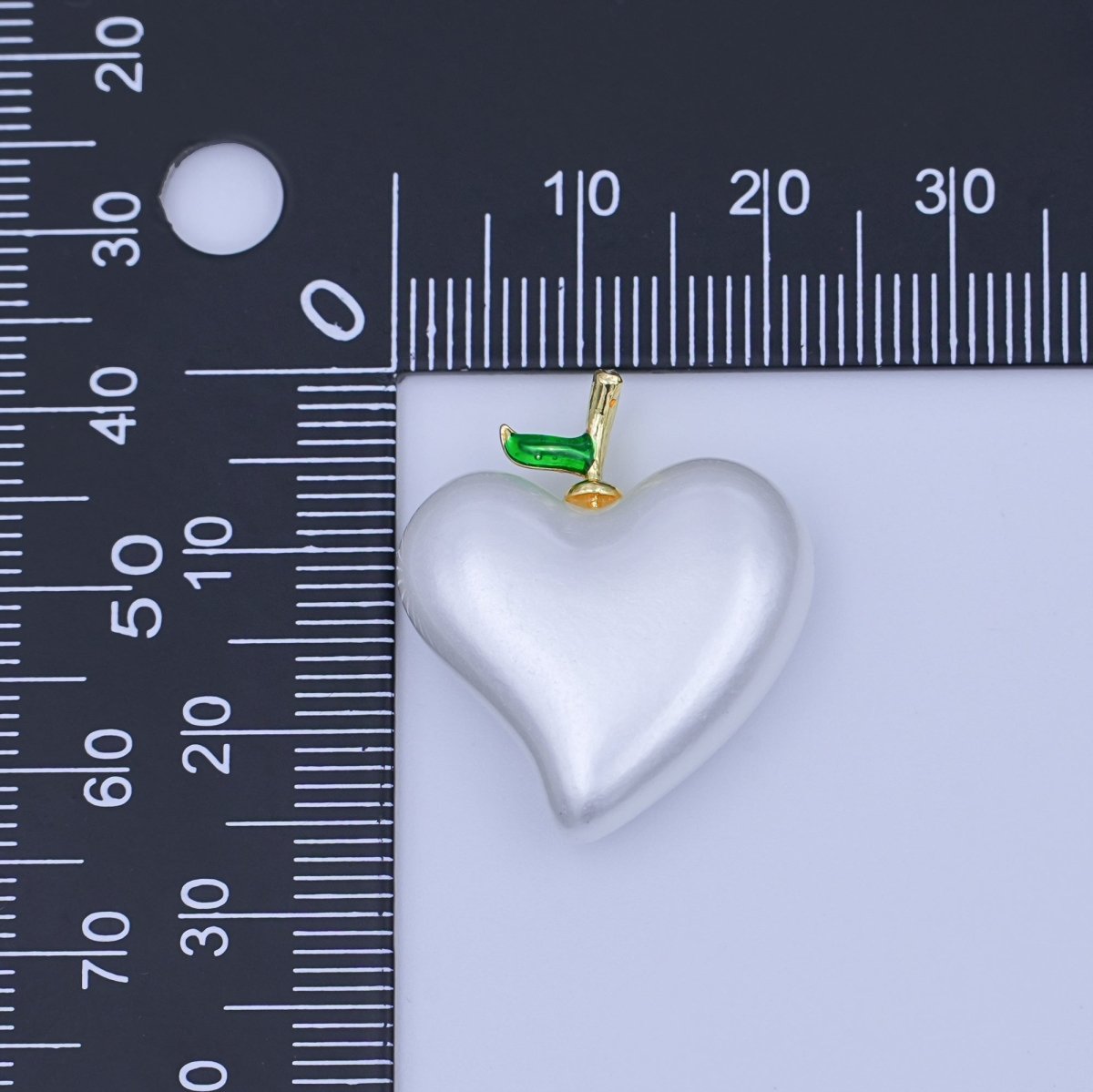 24K Gold Filled 26mm White Heart Fruit Pendant | AH418 - DLUXCA