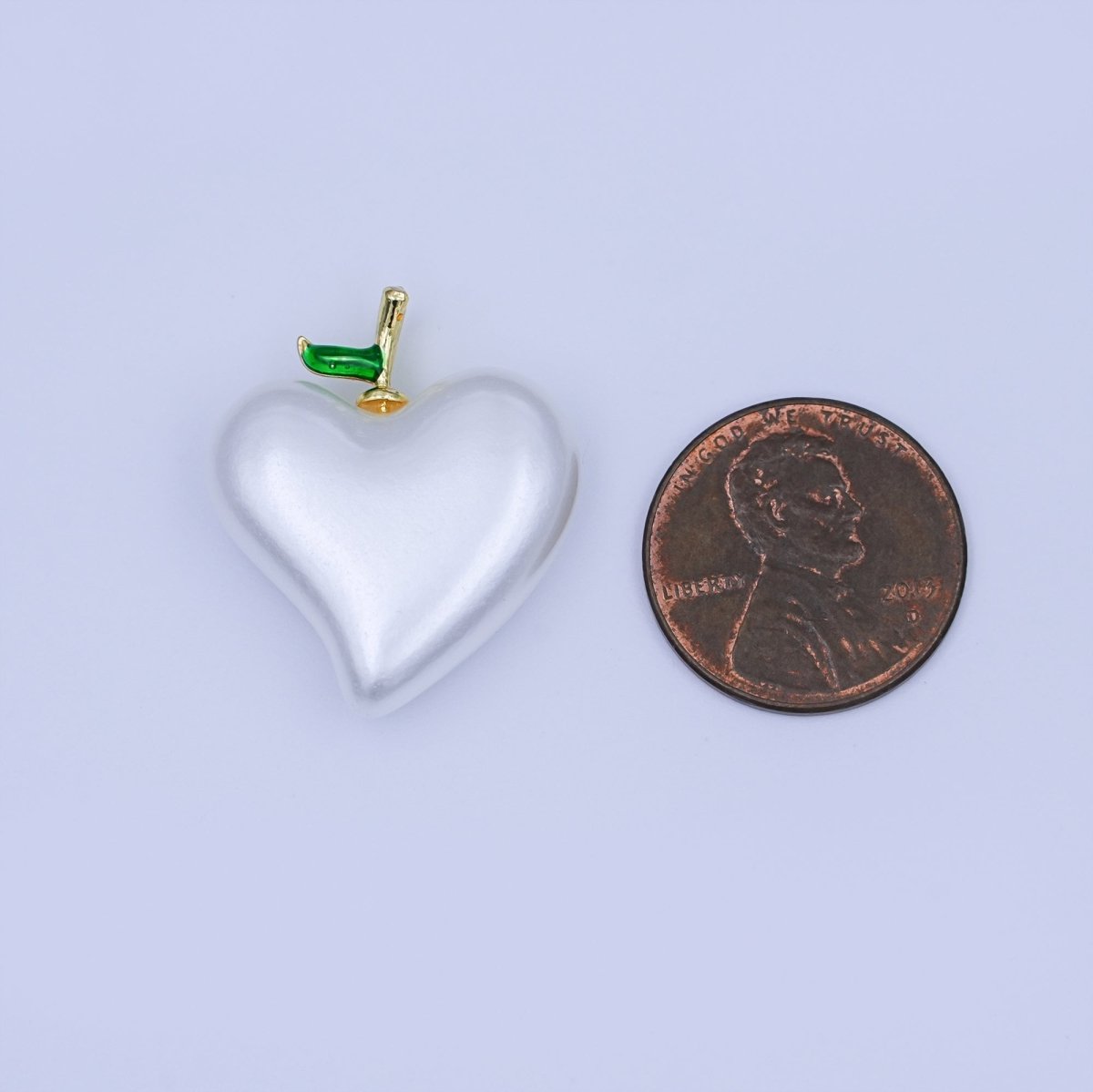 24K Gold Filled 26mm White Heart Fruit Pendant | AH418 - DLUXCA