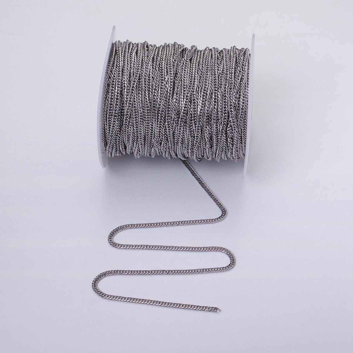 24k Gold Filled 2.7mm Curb Chain Cable Link Unfinished Yard Chain in Gold & Silver | ROLL-1279 ROLL-1280 Clearance Pricing