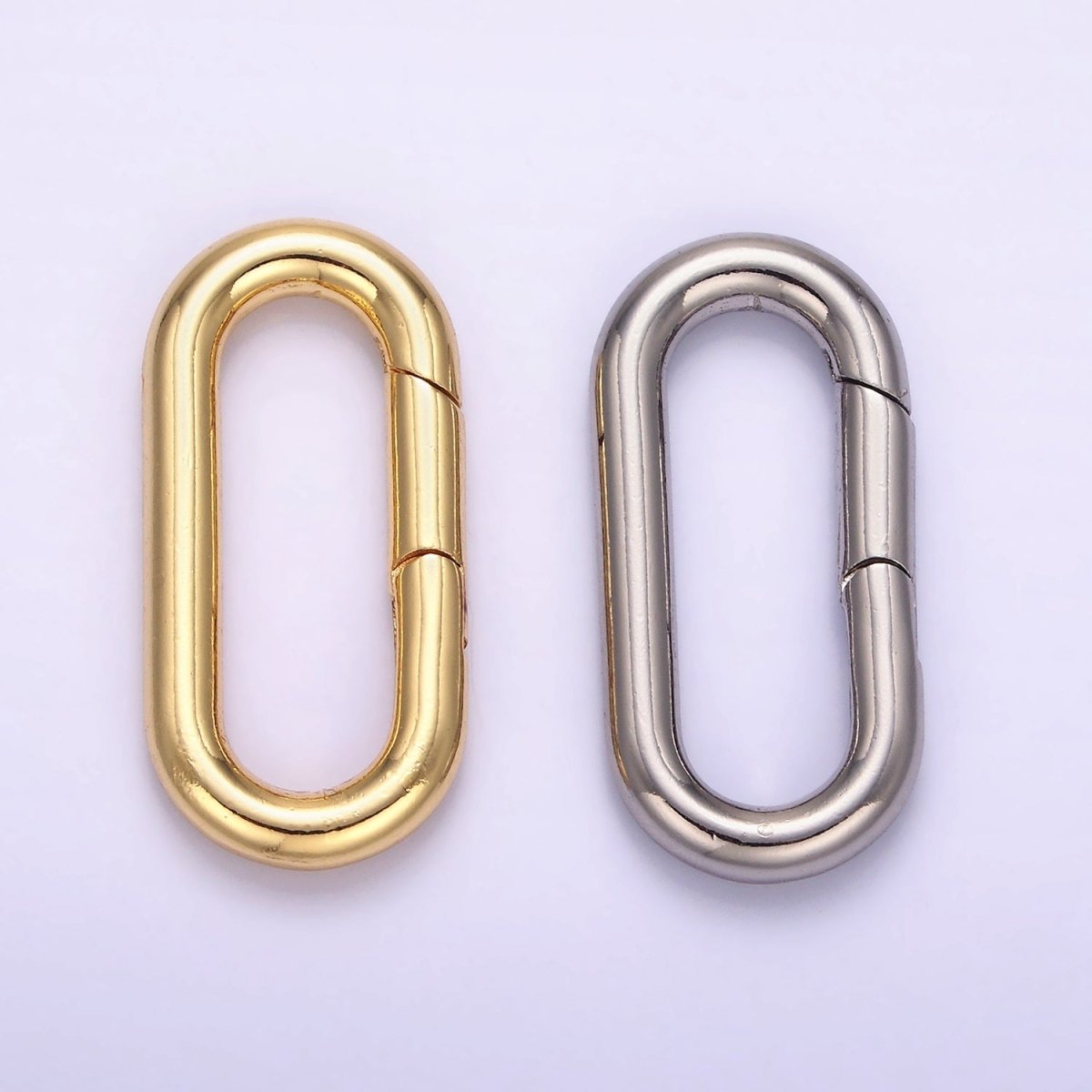 24K Gold Filled 27mm Oblong Push Spring Gate Ring Closure in Silver & Gold | L080