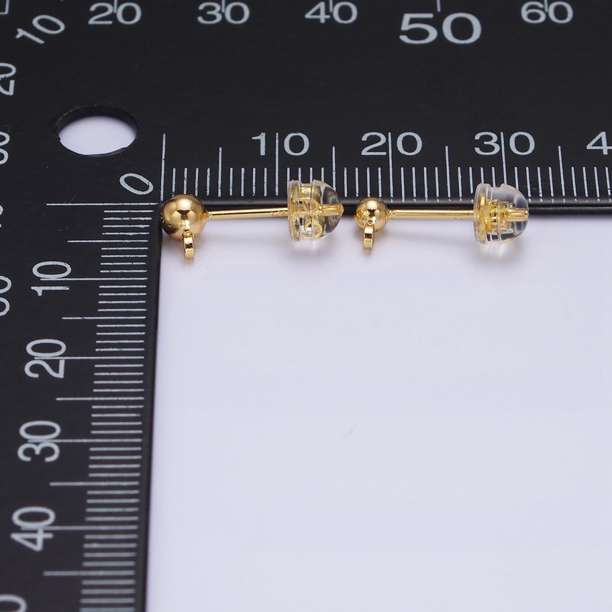 24K Gold Filled 2.8mm, 3.8mm Round Bead Loop Stud Earrings Jewelry Supply | Z457 Z458