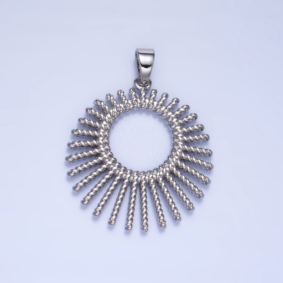 24K Gold Filled 28mm Celestial Sun Ray Croissant Circular Pendant in Gold & Silver | AA995