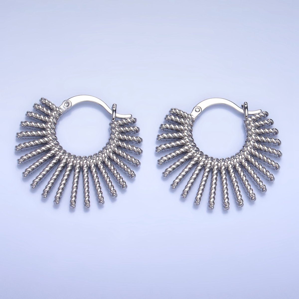 24K Gold Filled 28mm Celestial Sun Ray Croissant Latch Hoop Earrings in Gold & Silver | P230 P231