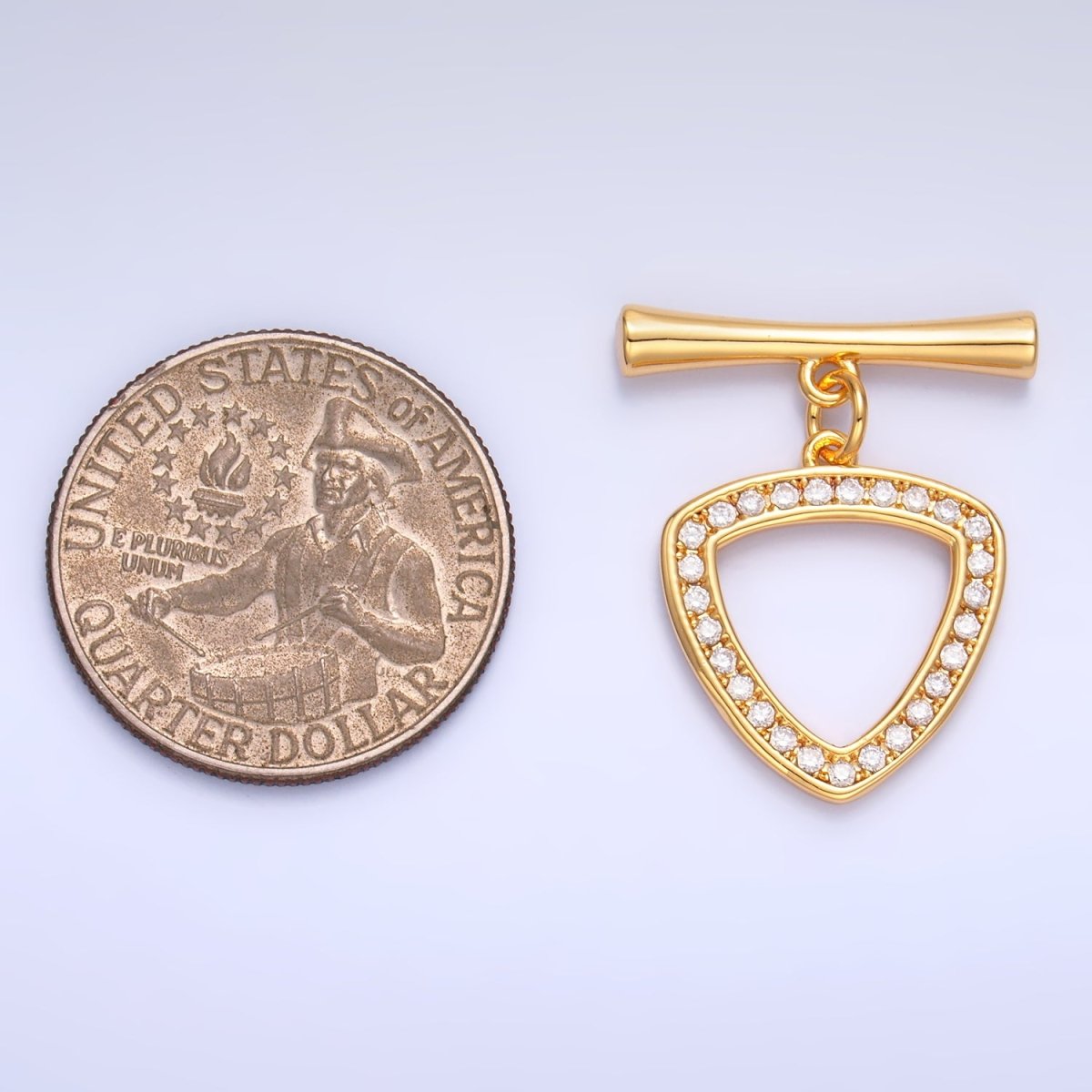 24K Gold Filled 28mm Micro Paved CZ Triangle Toggle Clasps Closure Findings in Gold & Silver | Z1032