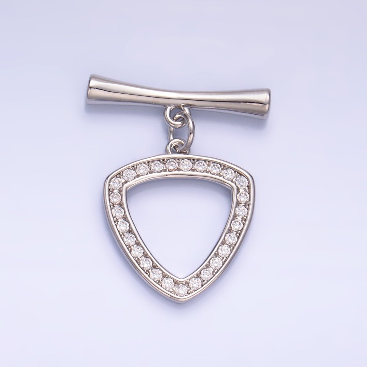 24K Gold Filled 28mm Micro Paved CZ Triangle Toggle Clasps Closure Findings in Gold & Silver | Z1032