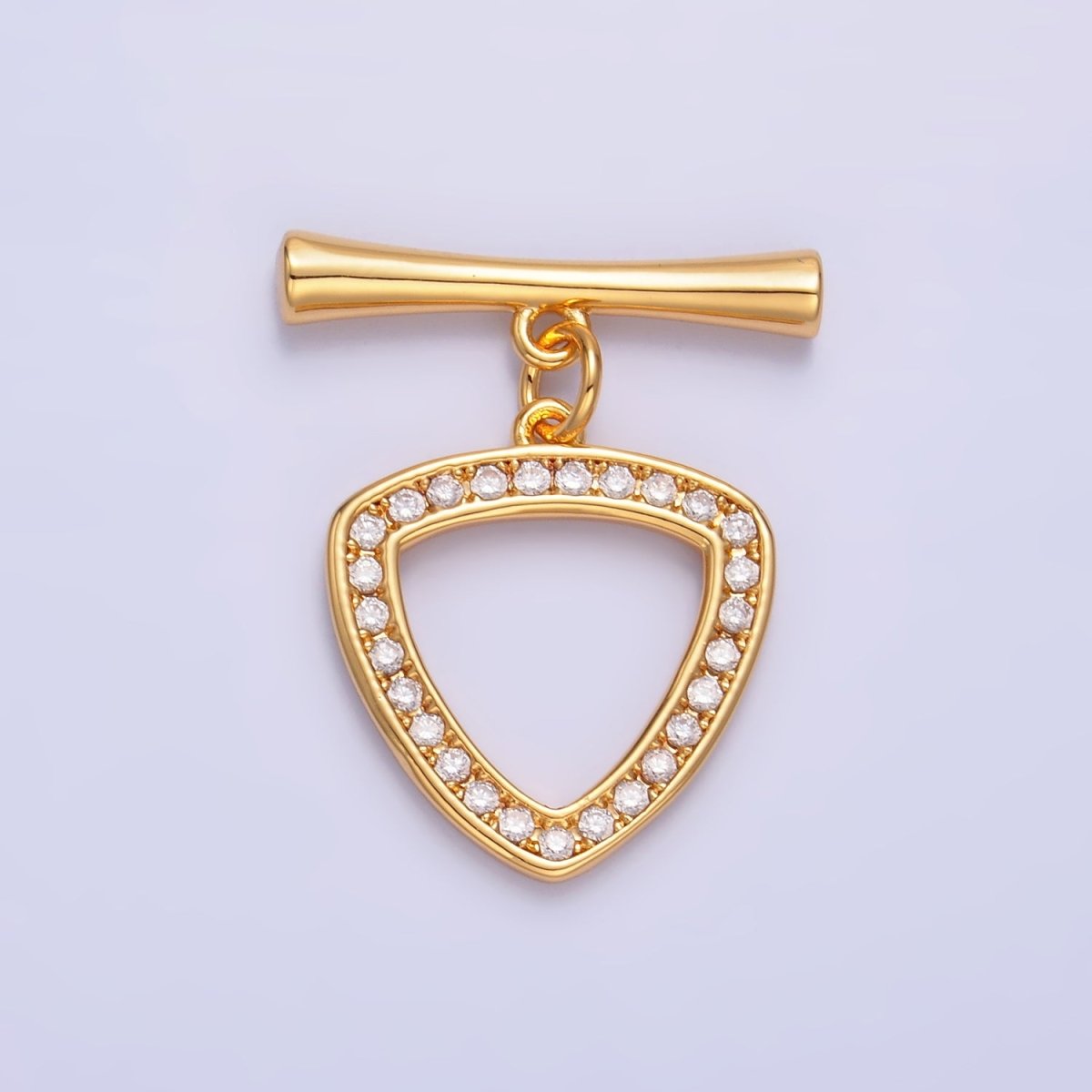 24K Gold Filled 28mm Micro Paved CZ Triangle Toggle Clasps Closure Findings in Gold & Silver | Z1032