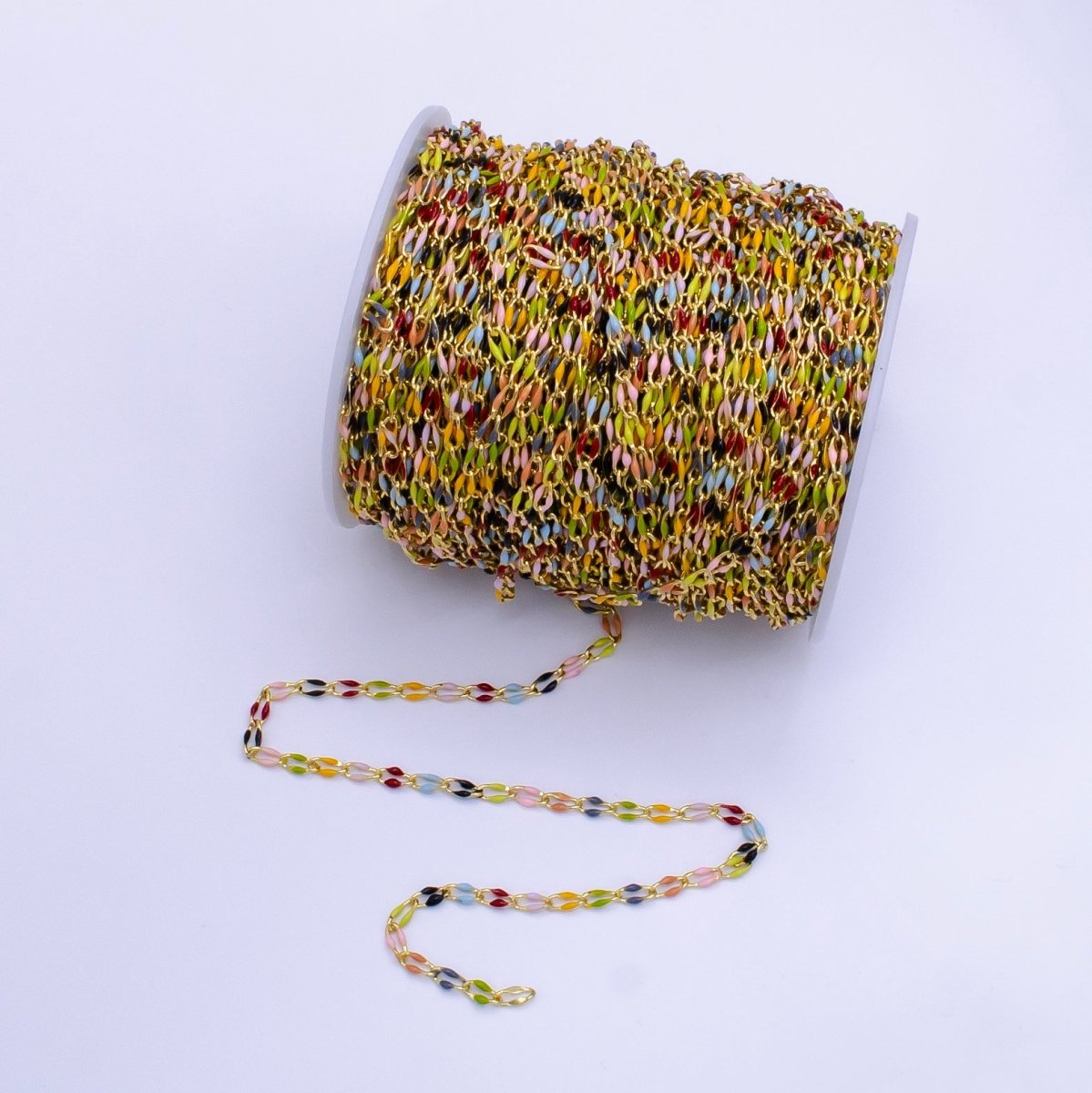24K Gold Filled 2.8mm Multicolor Enamel Unfinished Chain | Roll-1514 - DLUXCA