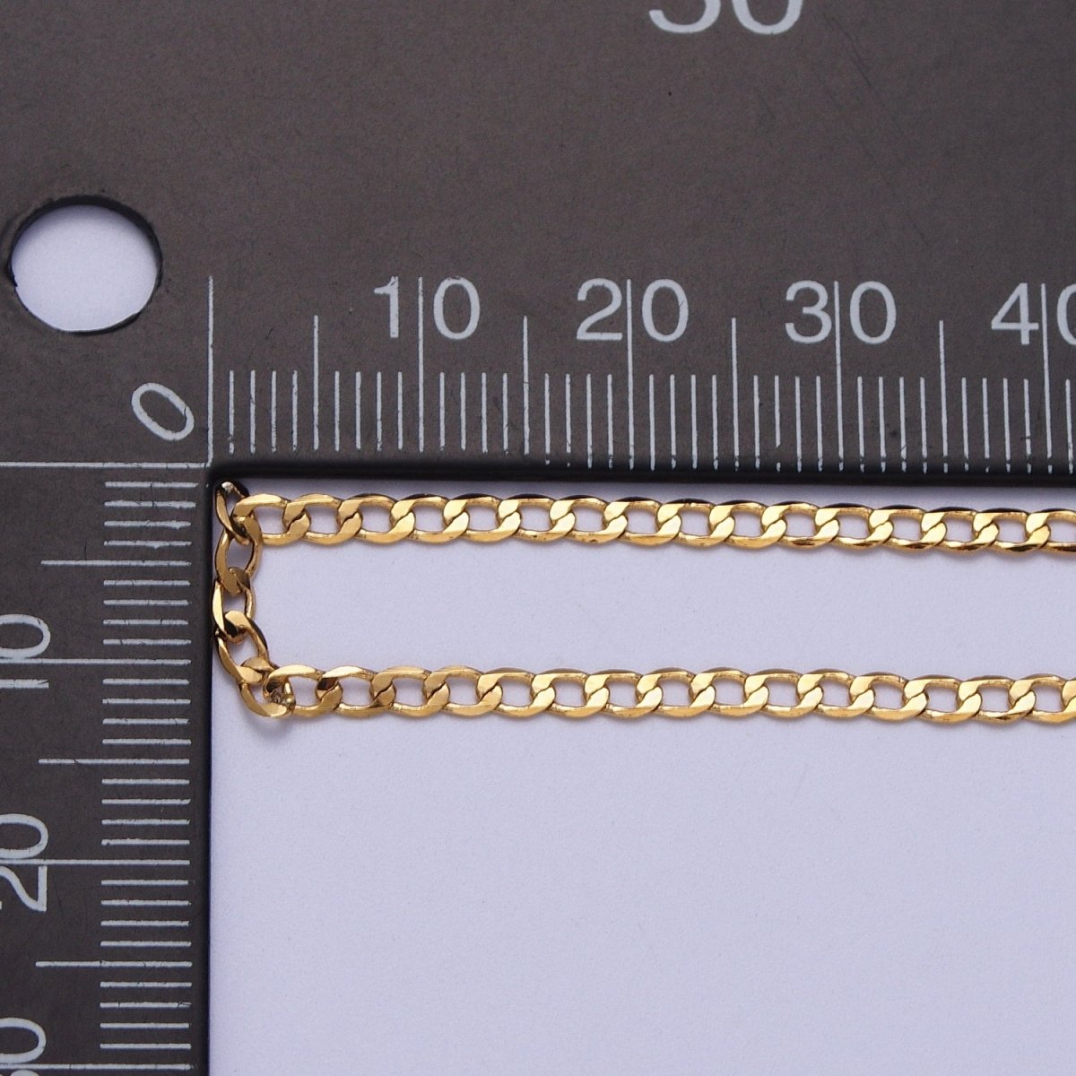 24K Gold Filled 2mm, 2.5mm, 3mm, 3.5mm, 4mm Flat Figaro Curb Chain in Gold & Silver | ROLL-911 to ROLL-920 Clearance Pricing