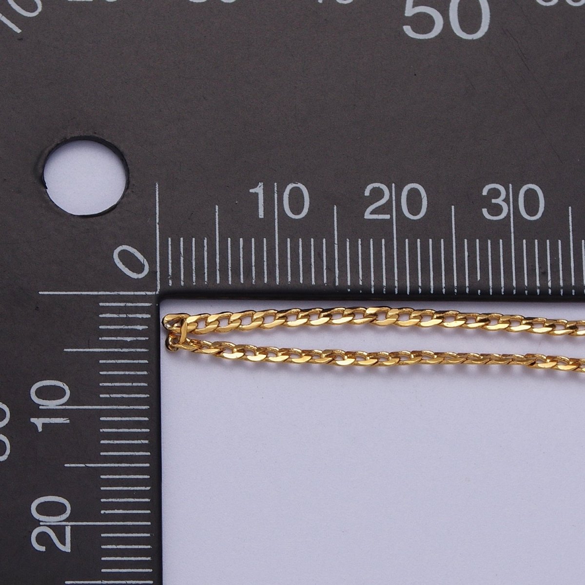 24K Gold Filled 2mm, 2.5mm, 3mm, 3.5mm, 4mm Flat Figaro Curb Chain in Gold & Silver | ROLL-911 to ROLL-920 Clearance Pricing