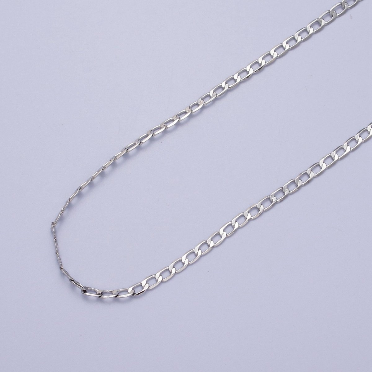 24K Gold Filled 2mm, 2.5mm, 3mm, 3.5mm, 4mm Flat Figaro Curb Chain in Gold & Silver | ROLL-911 to ROLL-920 Clearance Pricing