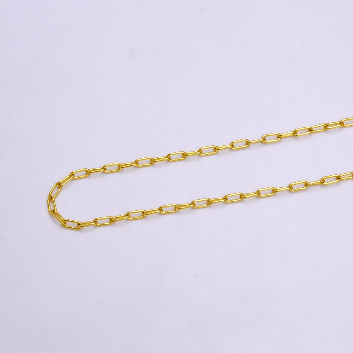 24K Gold Filled 2mm Dainty Paperclip 18 Inch, 20 Inch Layering Chain Necklace | WA-2216 to WA-2218 Clearance Pricing - DLUXCA
