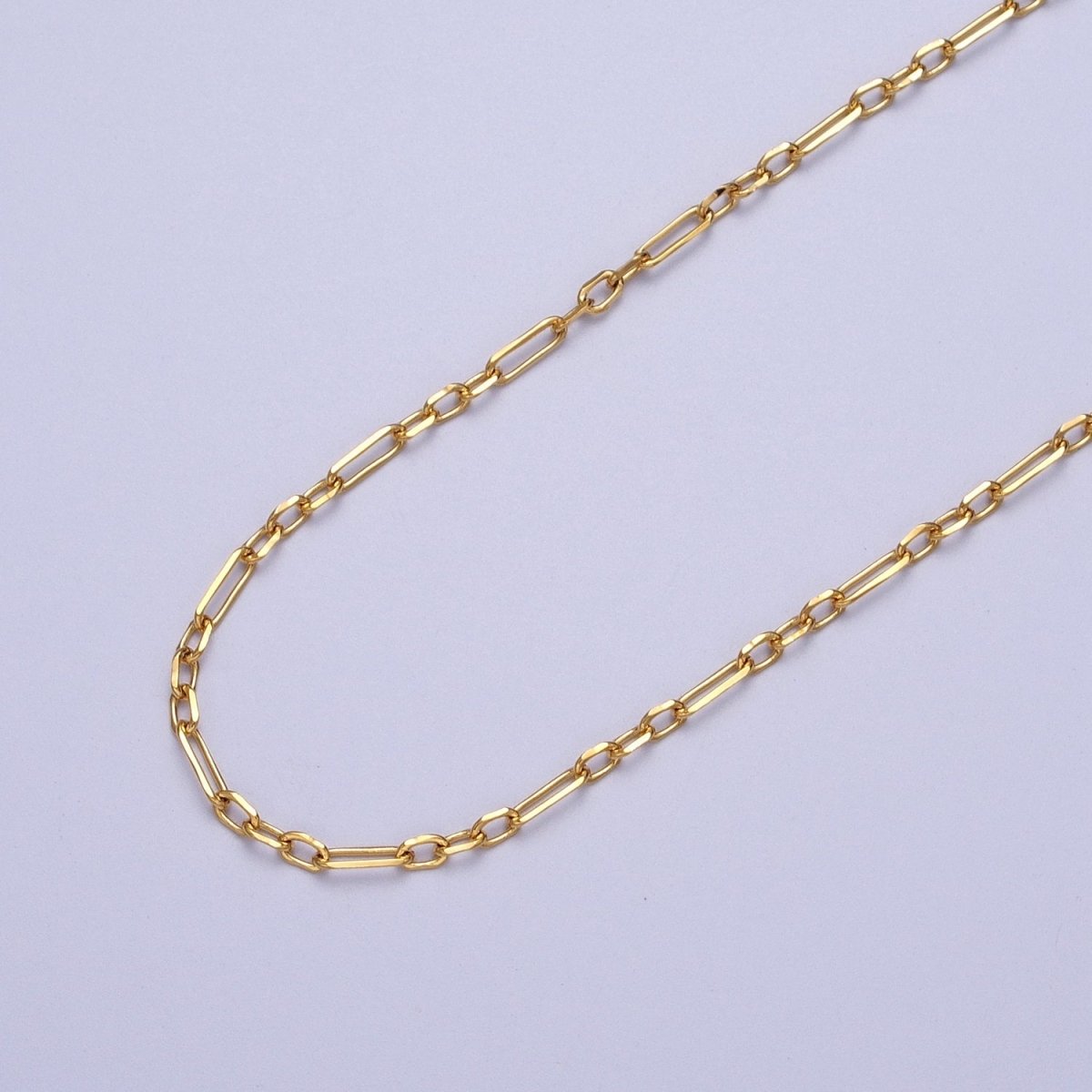 24K Gold Filled 2mm Mini Flat Link Paperclip Cable Chain Gold, Silver Unfinished Chain | ROLL-905, ROLL-906