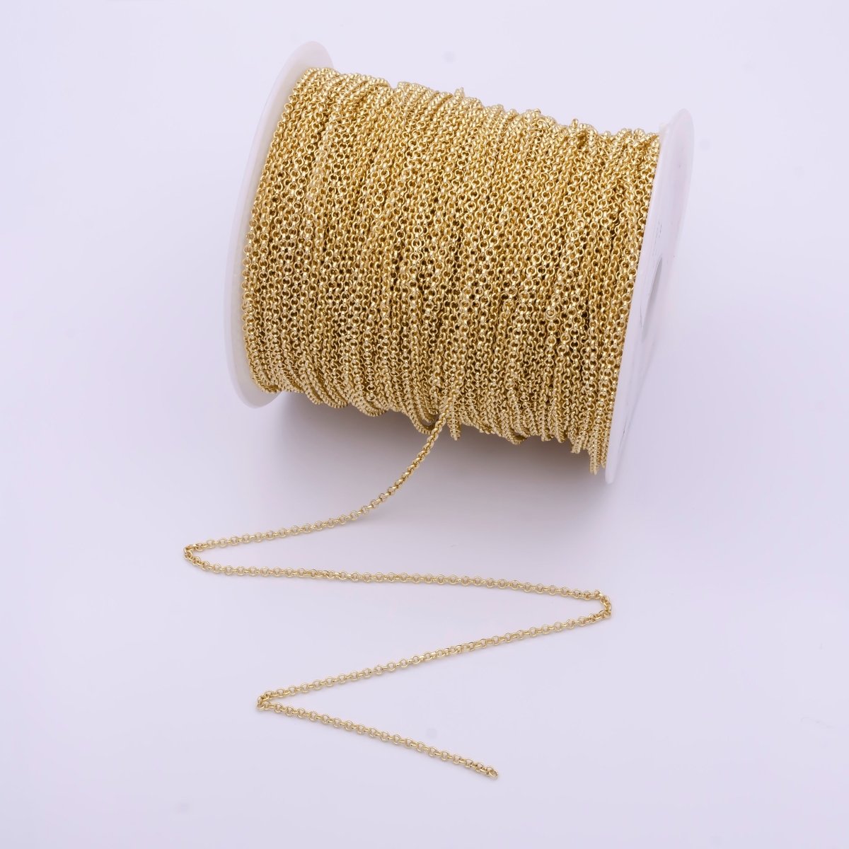 24K Gold Filled 2mm Round Rolo Unfinished Jewelry Component Chain by Yard | ROLL-824 - DLUXCA