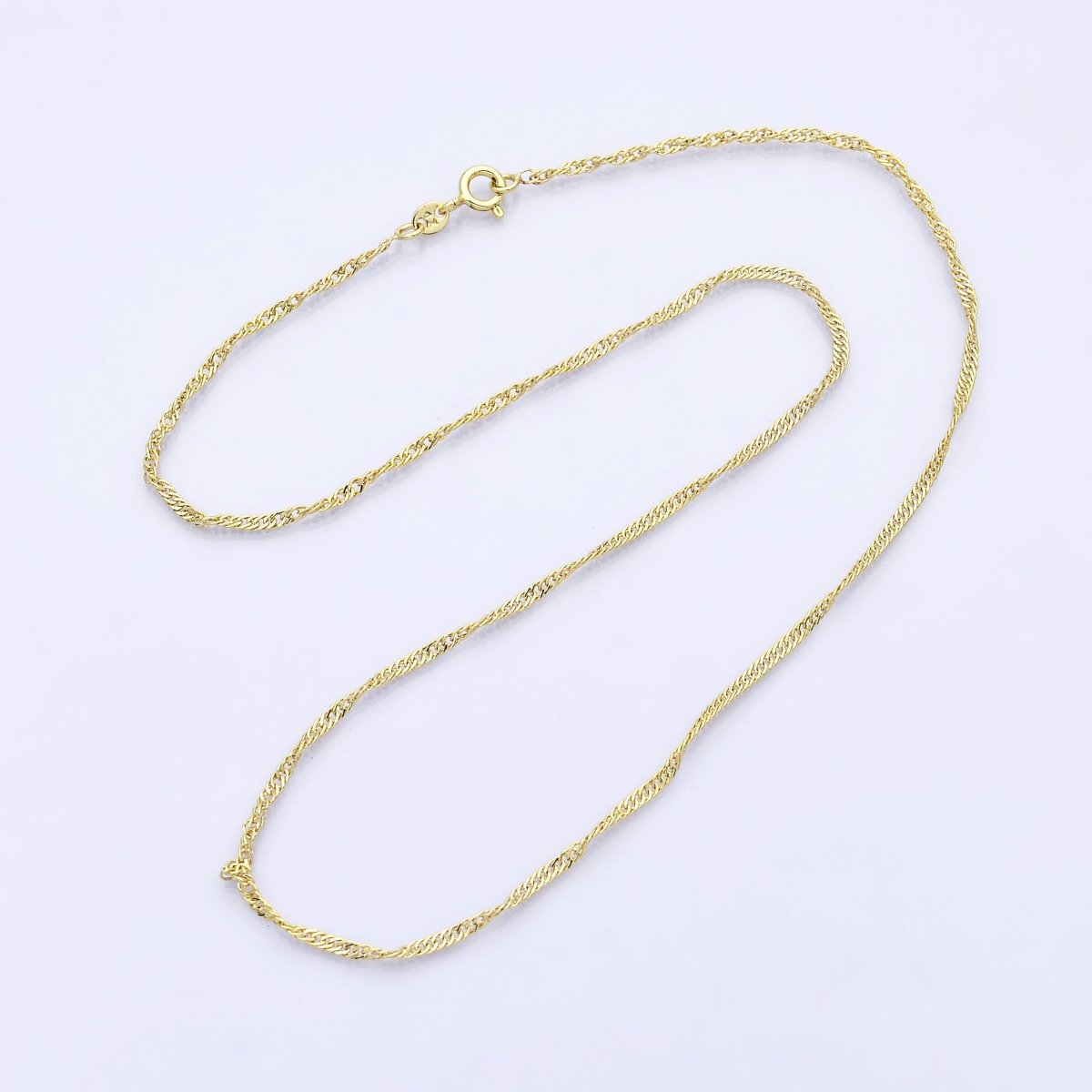 24K Gold Filled 2mm Singapore Chain 18 Inch Necklace | WA - 3154 - DLUXCA