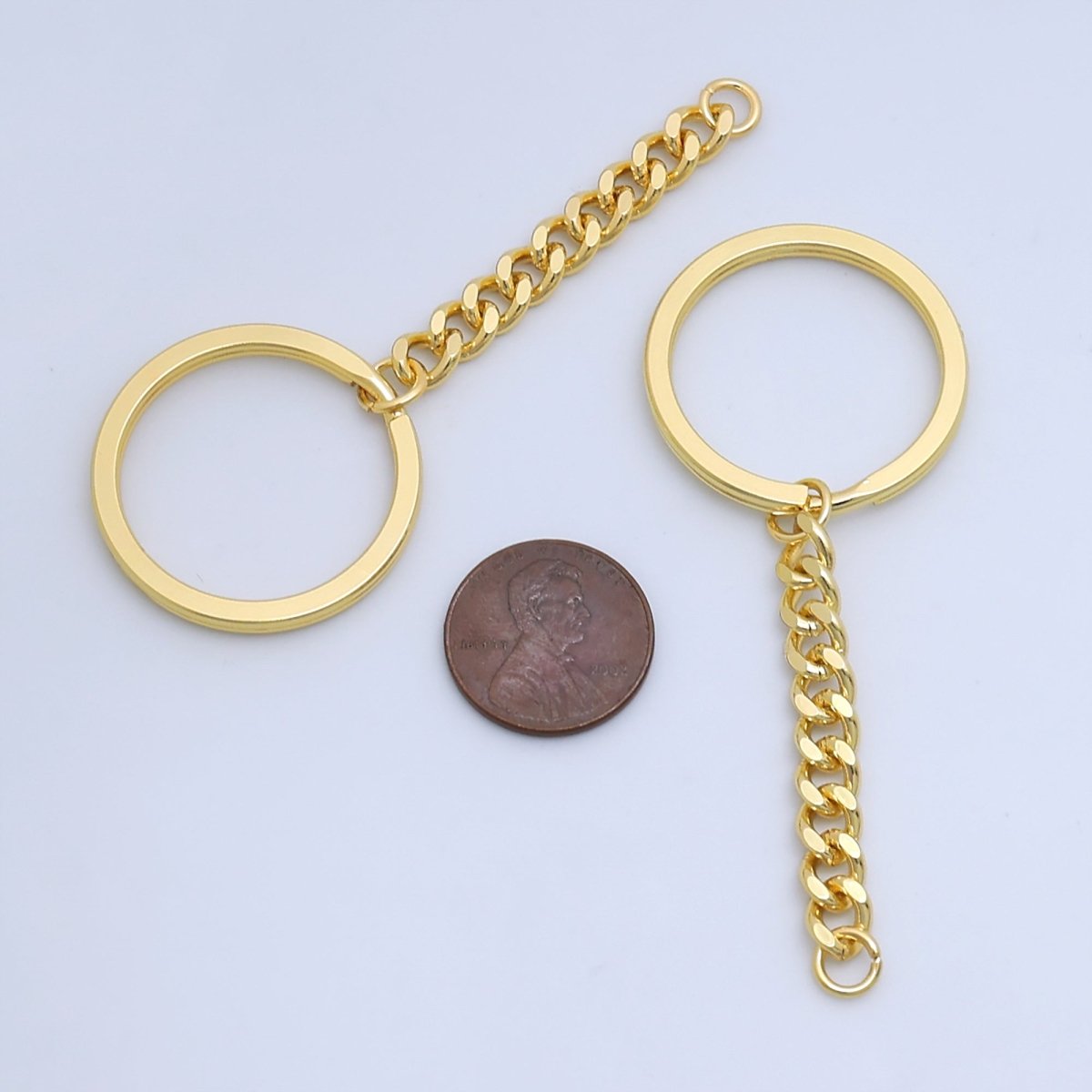 24K Gold Filled 3 - Inch Curb Chain Drop Keychain Findings | Z1073 - DLUXCA