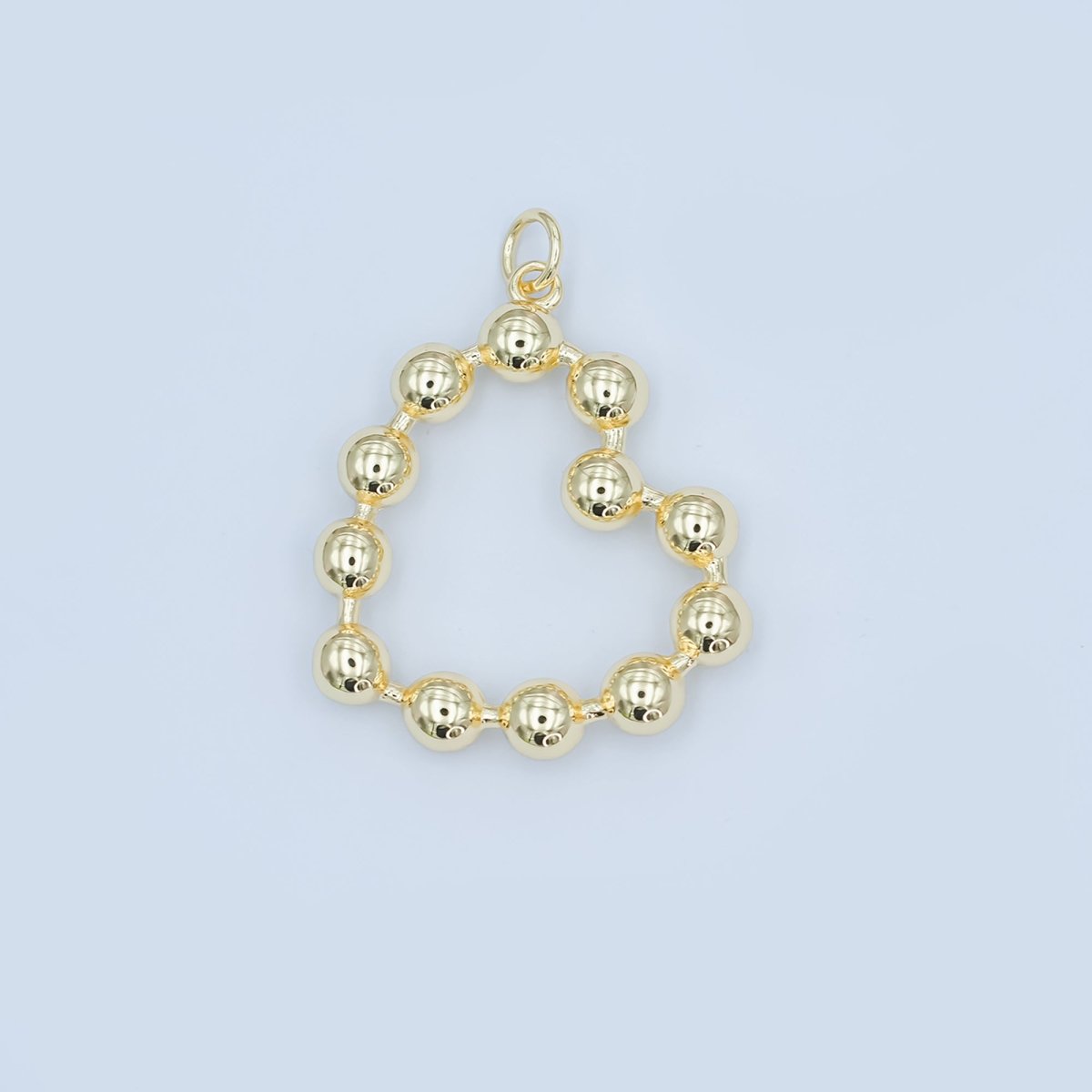 24K Gold Filled 30.5mm Beaded Bubble Heart Charm | M708 - DLUXCA