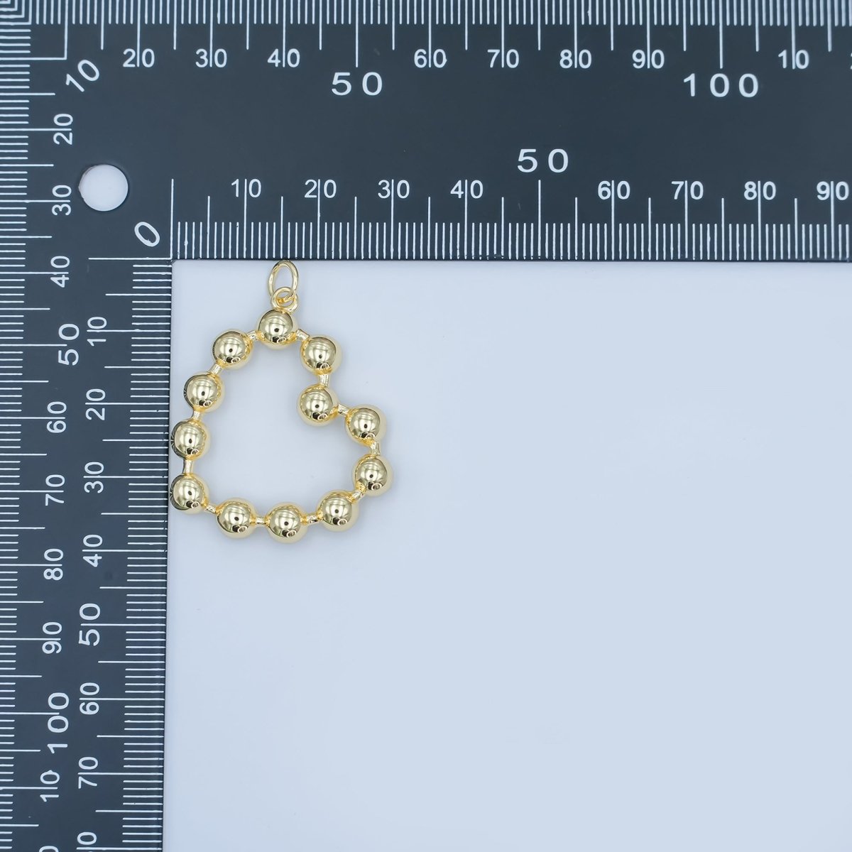 24K Gold Filled 30.5mm Beaded Bubble Heart Charm | M708 - DLUXCA