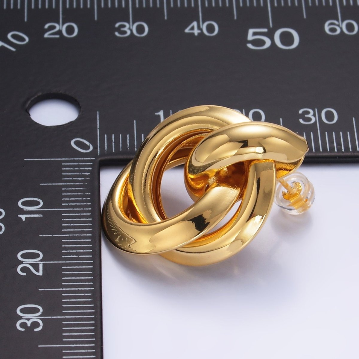 24K Gold Filled 30mm Circular Doorknocker Drop Stud Earrings in Gold & Silver | Q530 Q526