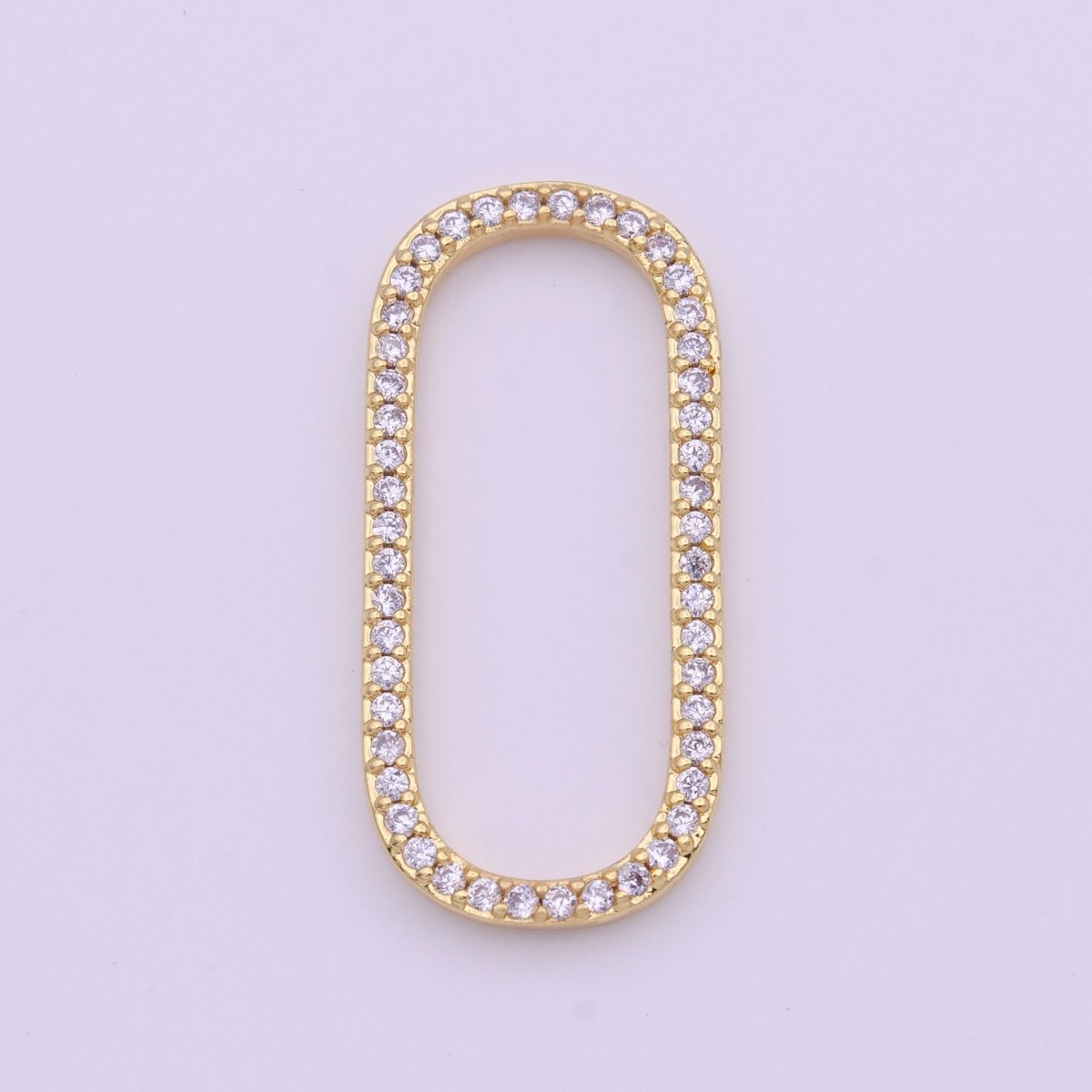 24K Gold Filled 30mm Clear Micro Paved CZ Open Oblong Paperclip Link Jewelry Making Supply | Z-334 - DLUXCA