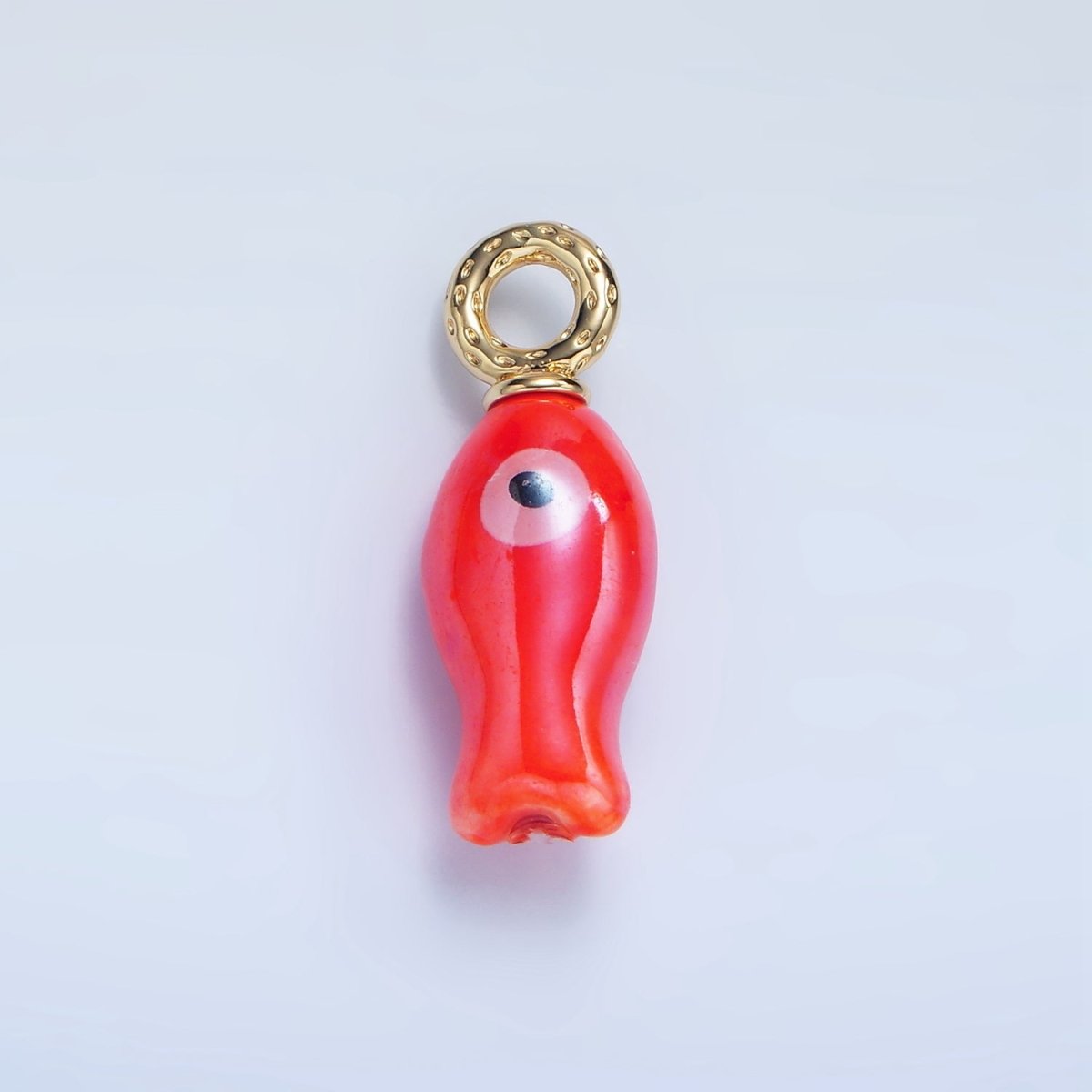 24K Gold Filled 30mm Enamel Fish Sea Animal Ceramic Drop Charm | X794 - X801