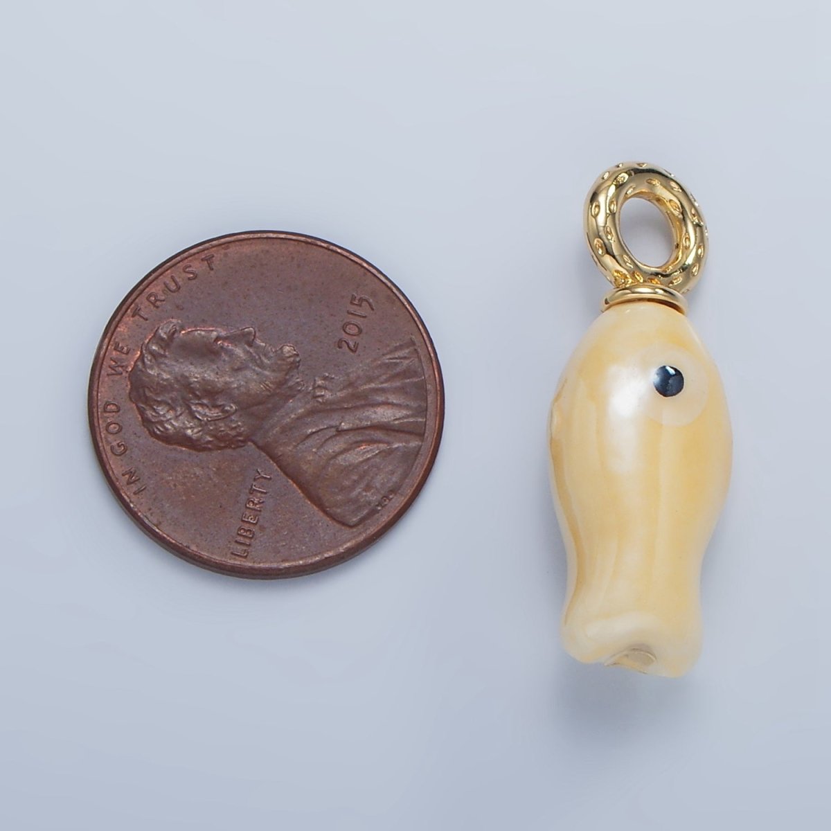 24K Gold Filled 30mm Enamel Fish Sea Animal Ceramic Drop Charm | X794 - X801