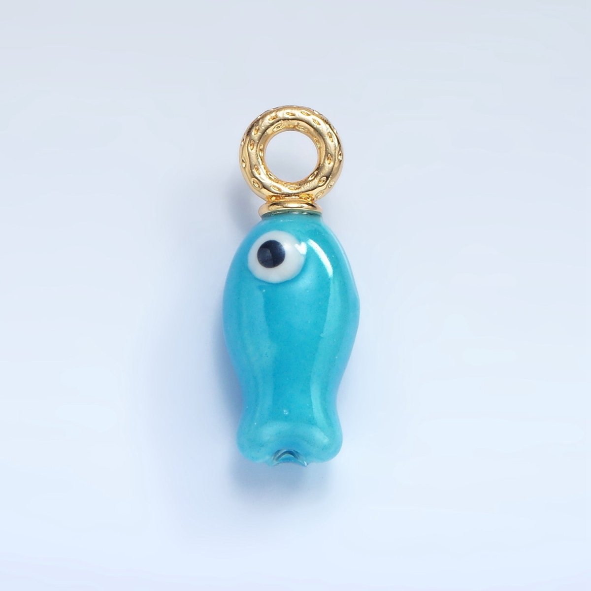 24K Gold Filled 30mm Enamel Fish Sea Animal Ceramic Drop Charm | X794 - X801