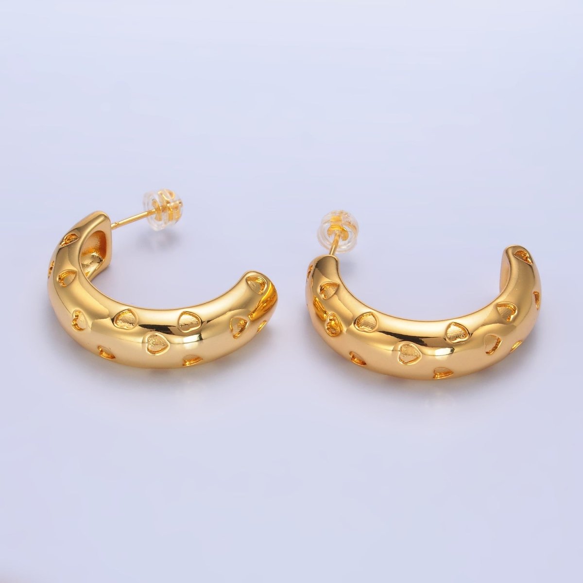24K Gold Filled 30mm Heart C - Shaped Hoop Earrings | AB683 - DLUXCA