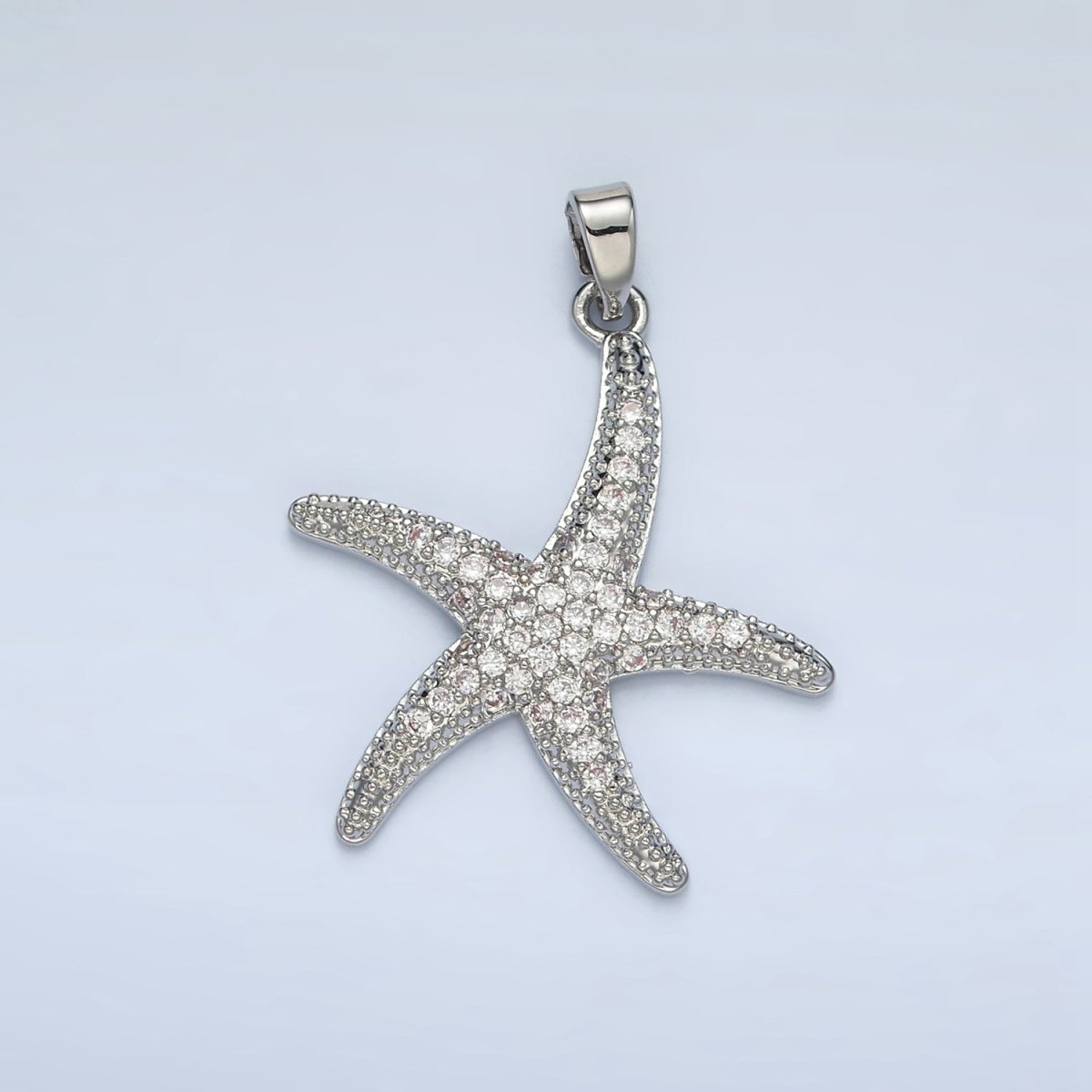 24K Gold Filled 30mm Micro Paved CZ Starfish Pendant in Gold & Silver | AA1391