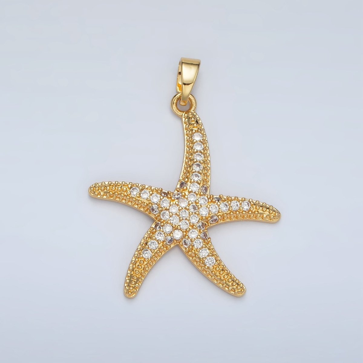 24K Gold Filled 30mm Micro Paved CZ Starfish Pendant in Gold & Silver | AA1391