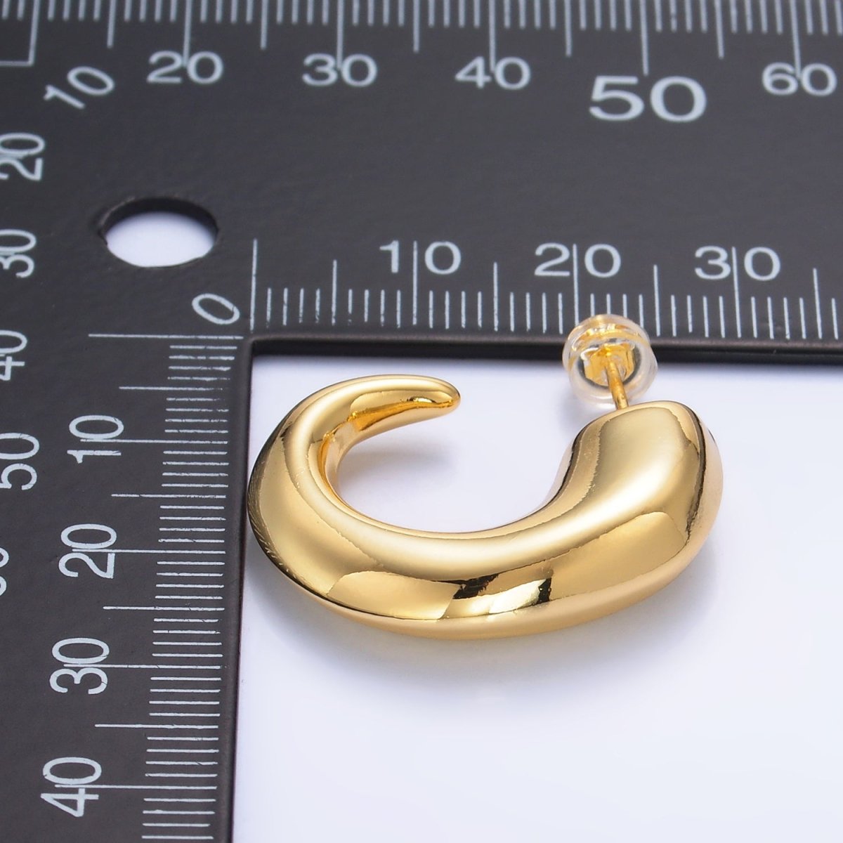 24K Gold Filled 30mm Minimalist J-Shaped Hoop Earrings in Gold & Silver | AB800 AB860