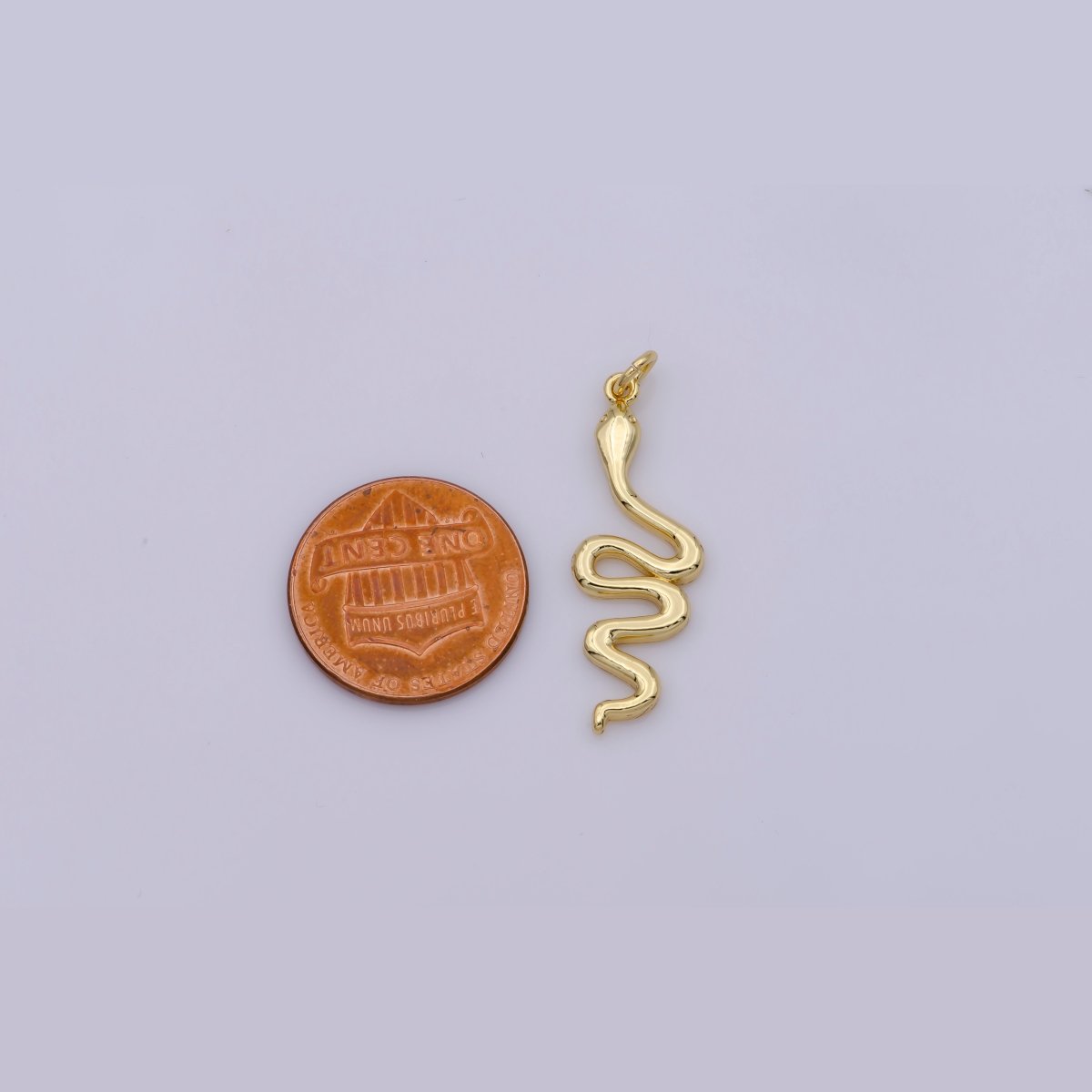 24K Gold Filled 30mm Minimalist Slither Snake Serpent Charm | D732